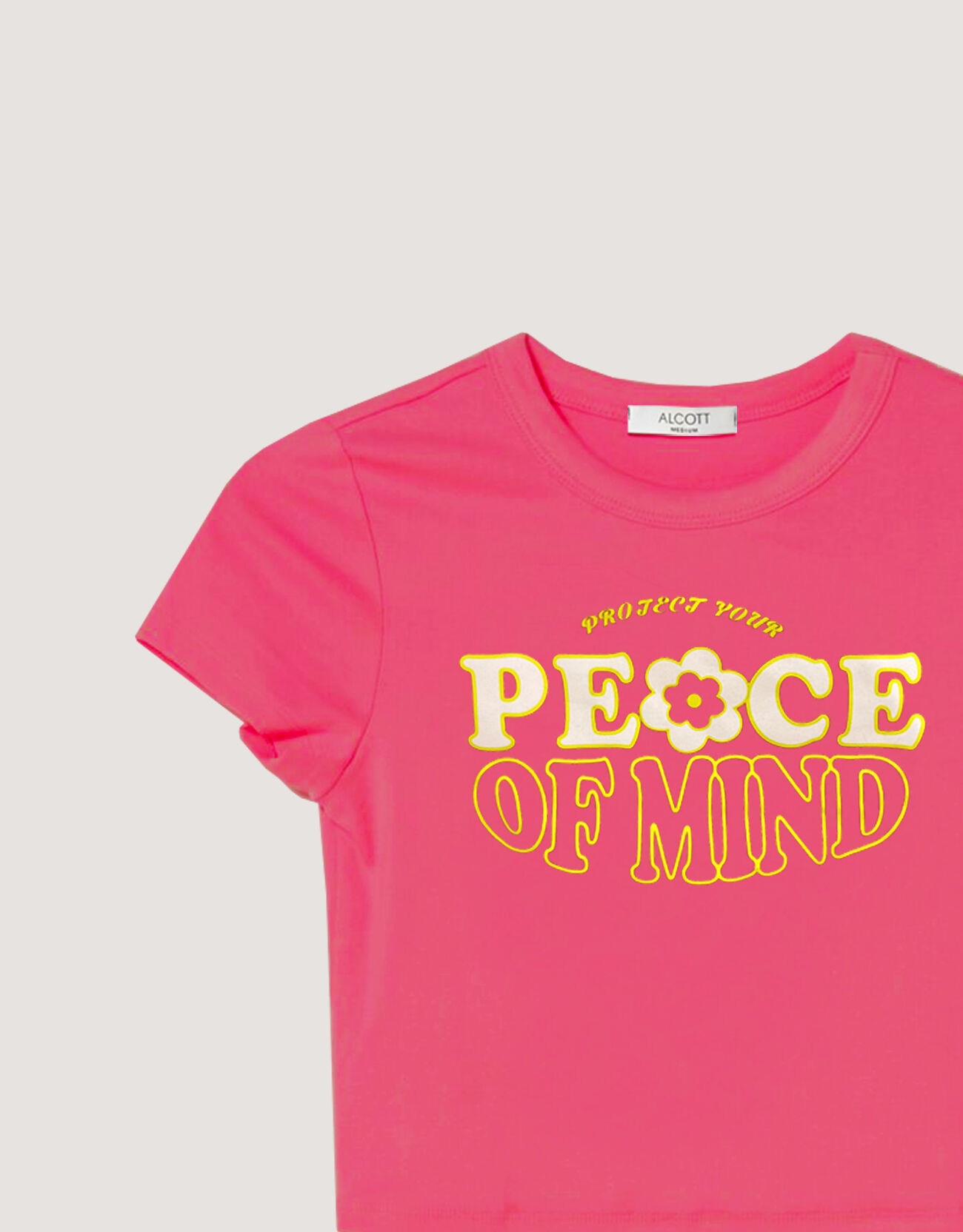 Cropped lace-up T-shirt with ''Fancy Collection'' print, FX2 MEDIUM FUXIA