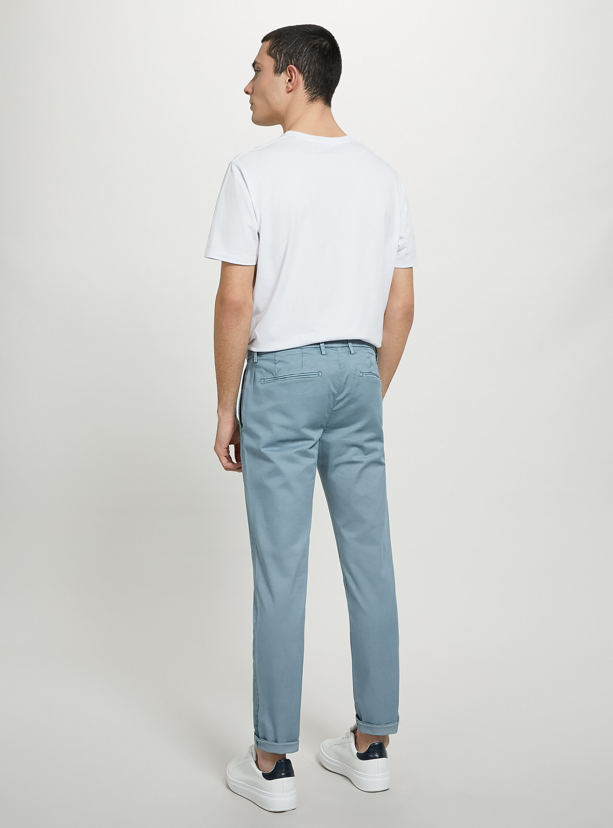 Stretch cotton twill chinos, AZ2 AZURE MEDIUM