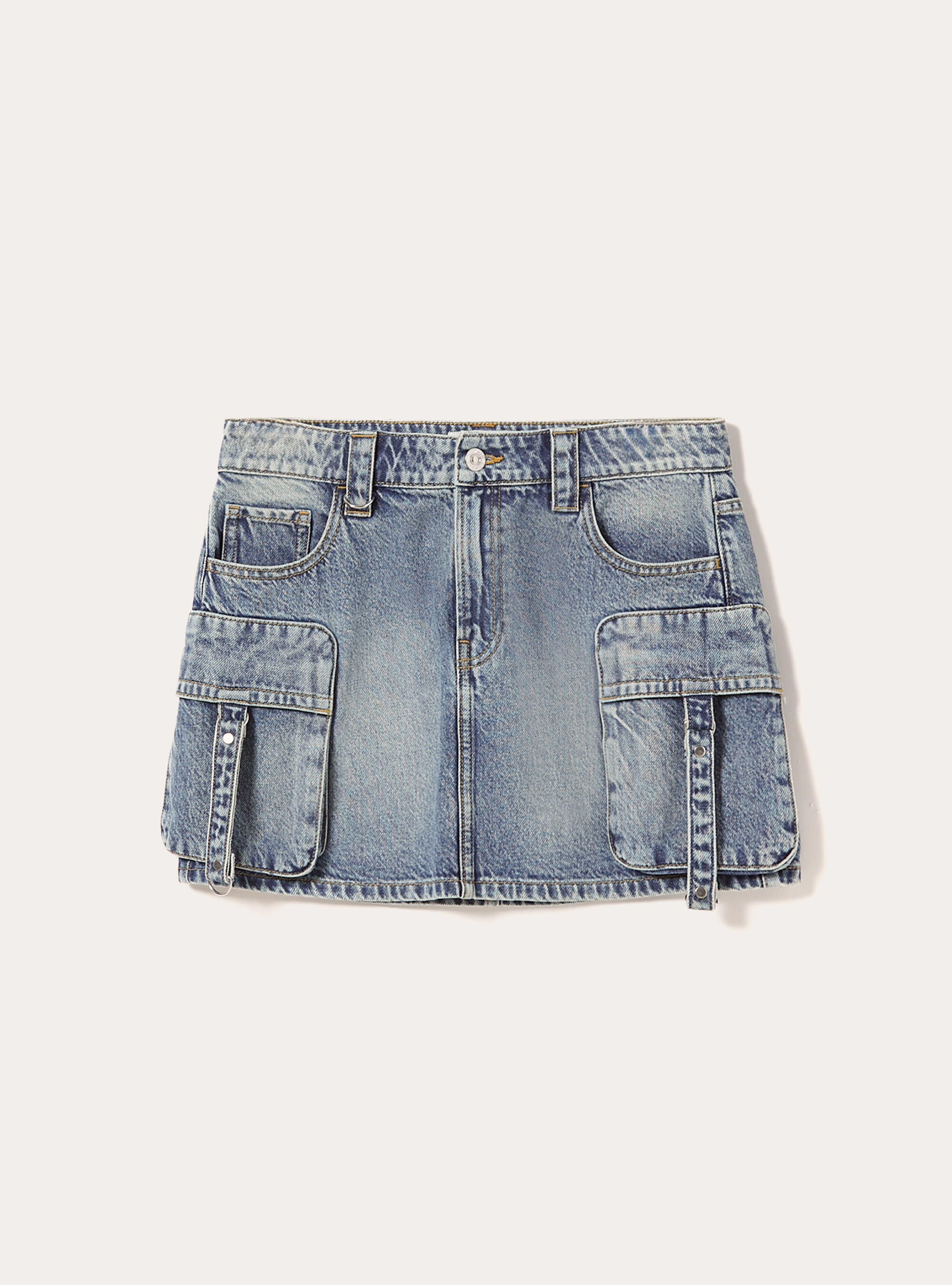 【NONCODE】Amo Cargo denim string skirt High-Waisted Utility Cargo Denim Mini Skirt