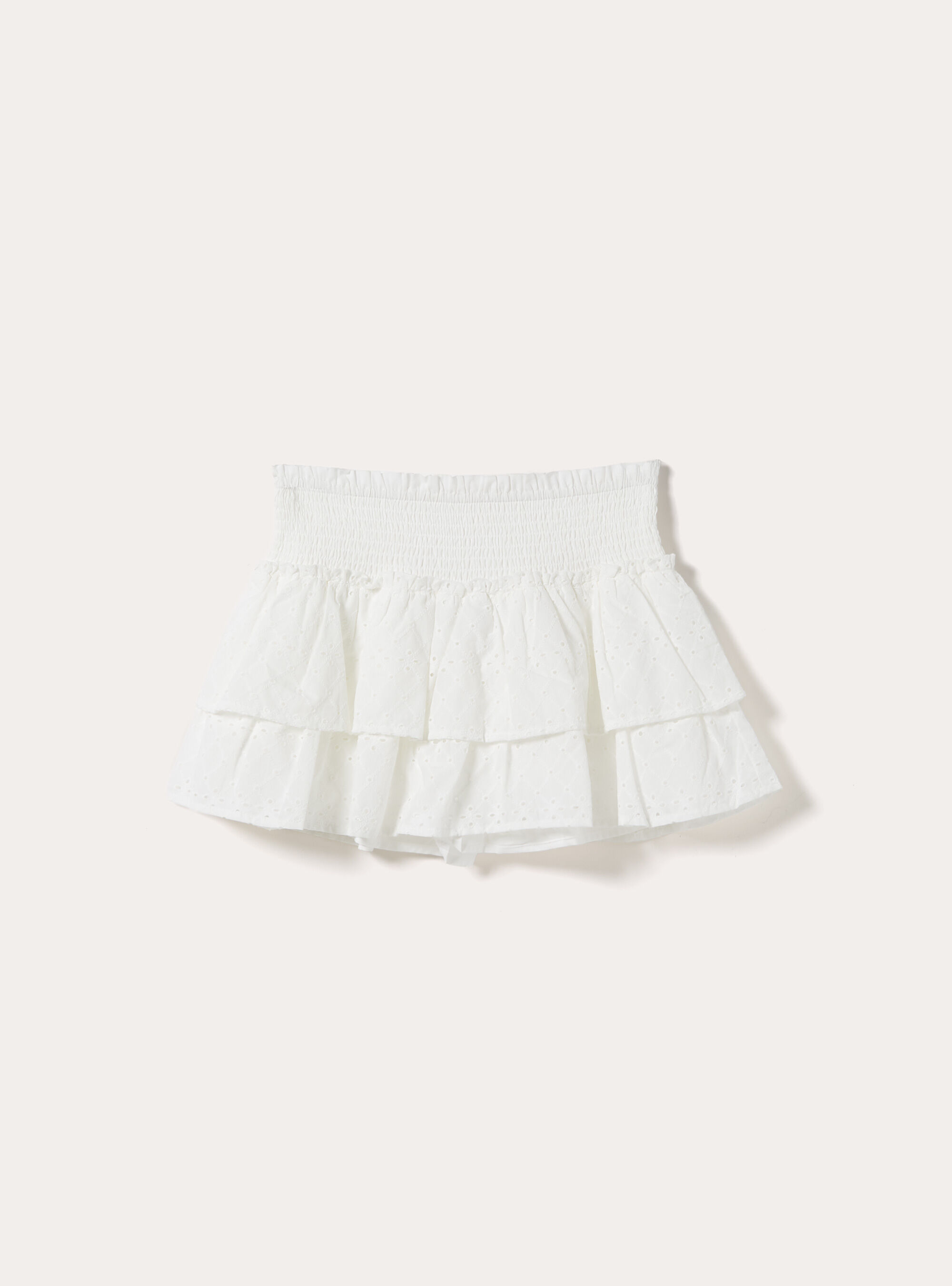 Skort con volant in sangallo, WH2 WHITE