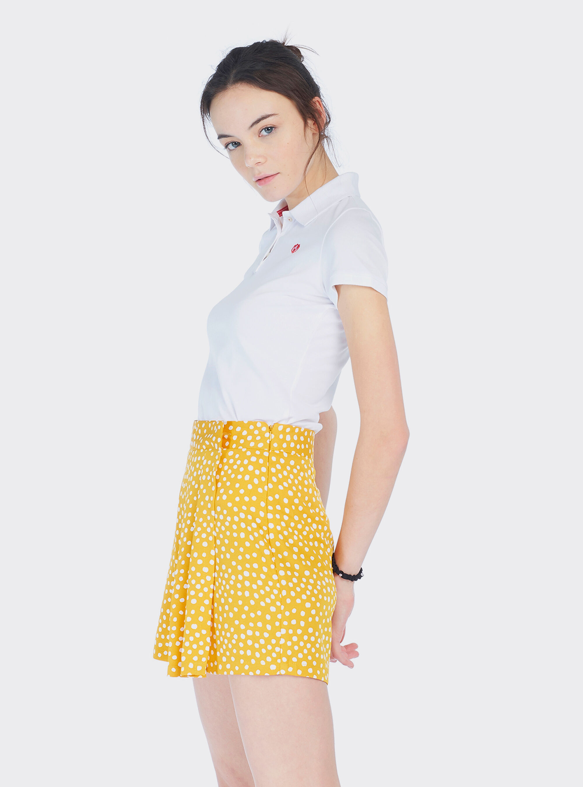 Polo in cotone piquet con ricamo, C099 WHITE