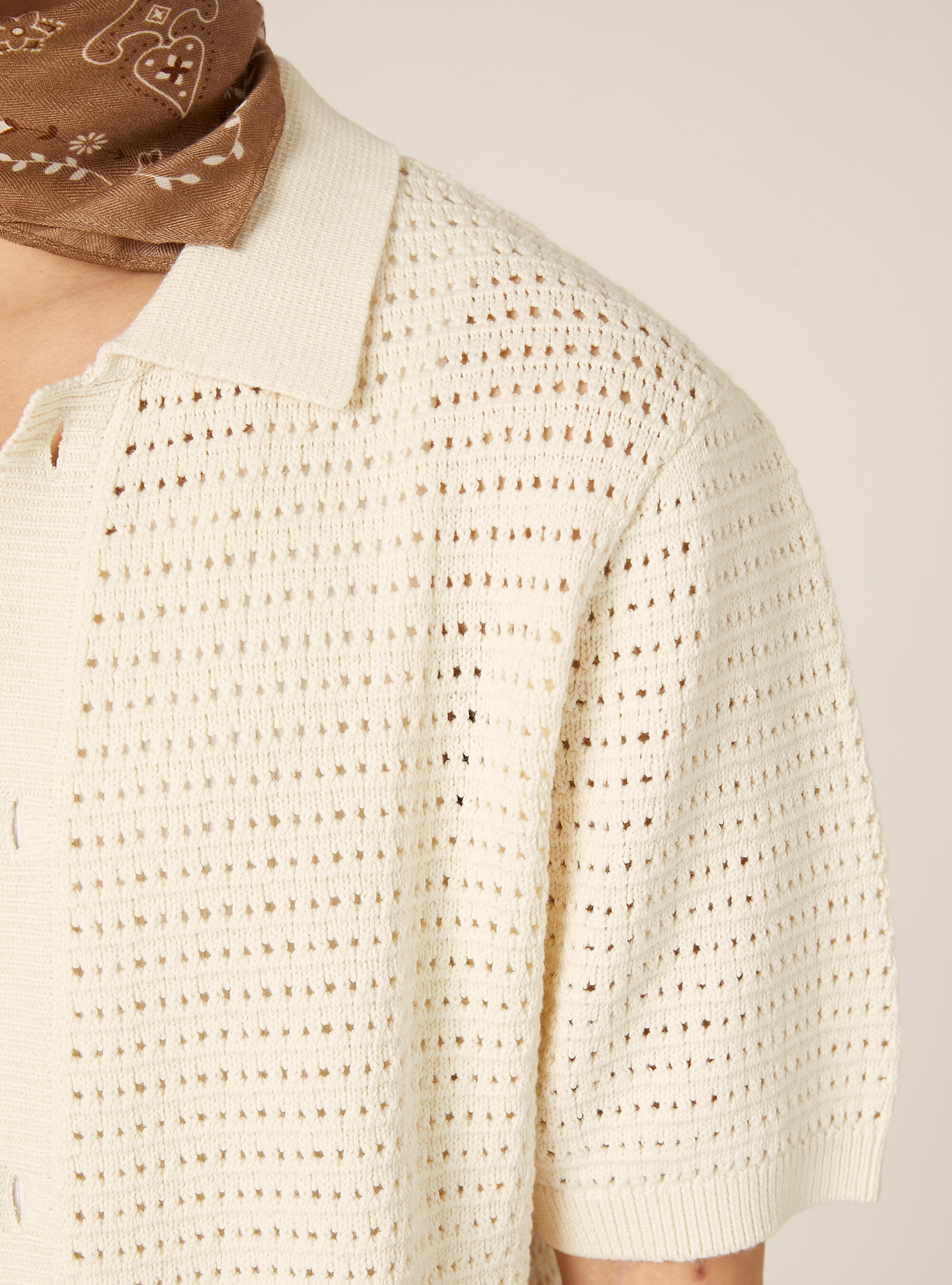 Openwork knit cardigan, CR3 CREAM LIGHT
