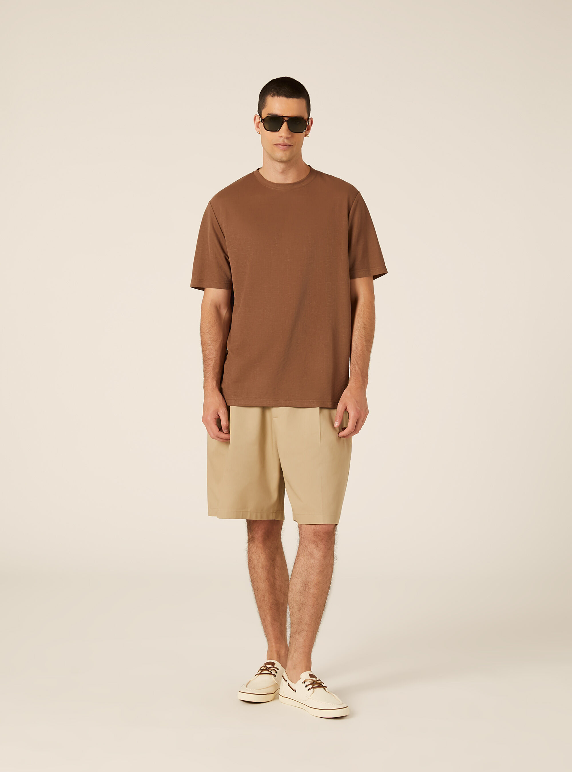 Boxy Fit Textured T-Shirt, BR2 BROWN MEDIUM