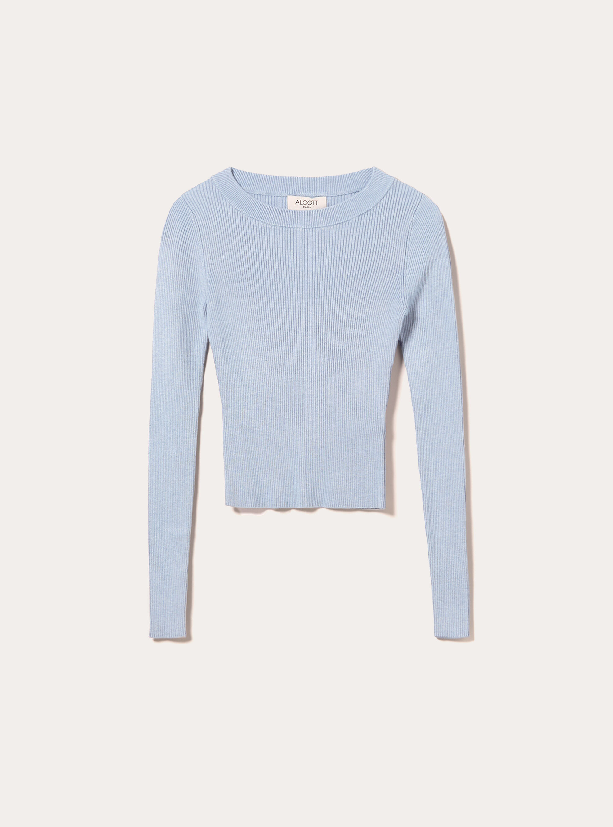 Maglia girocollo a coste, MAZ2 AZURE MEL MEDIUM