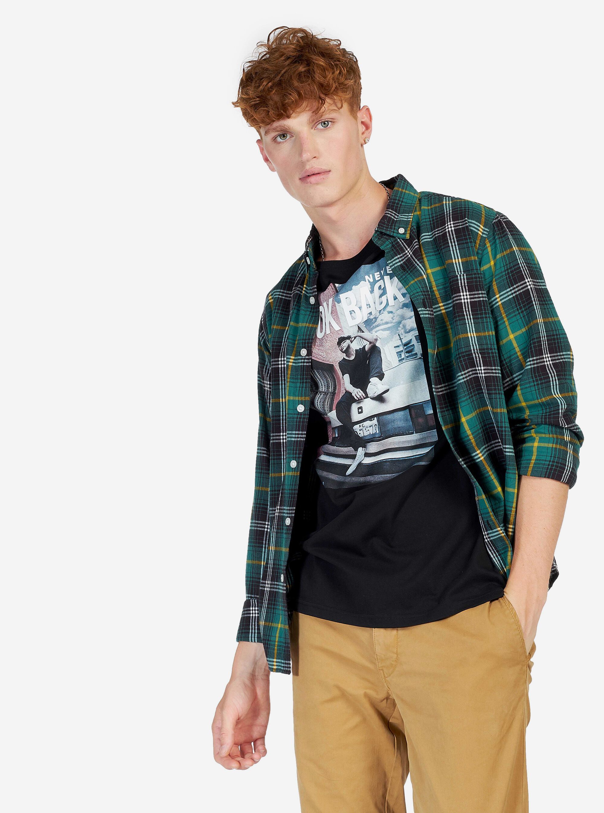 Camicia a quadri, VERDE