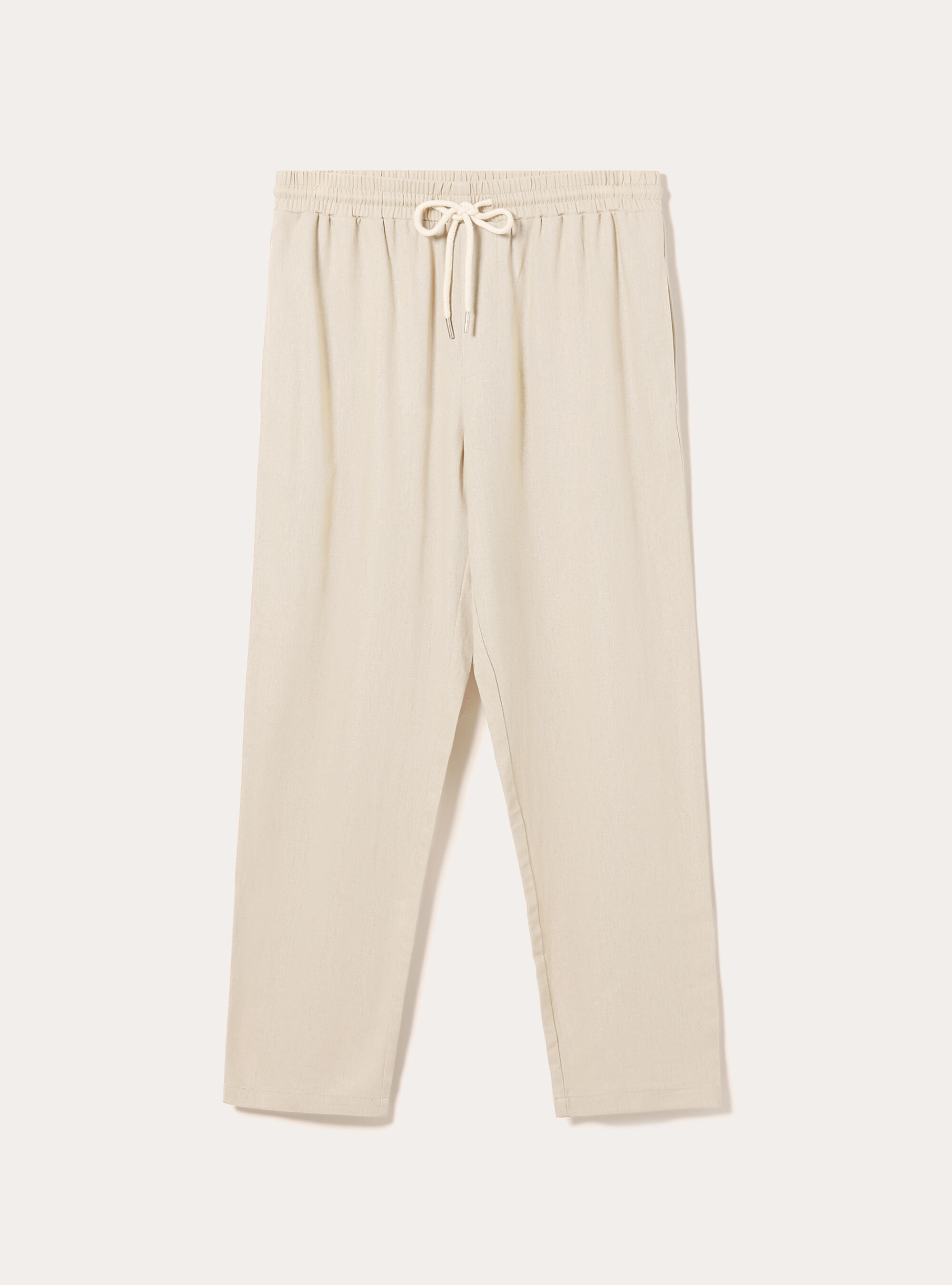 Pantaloni jogger in misto lino, BEIGE CHIARO