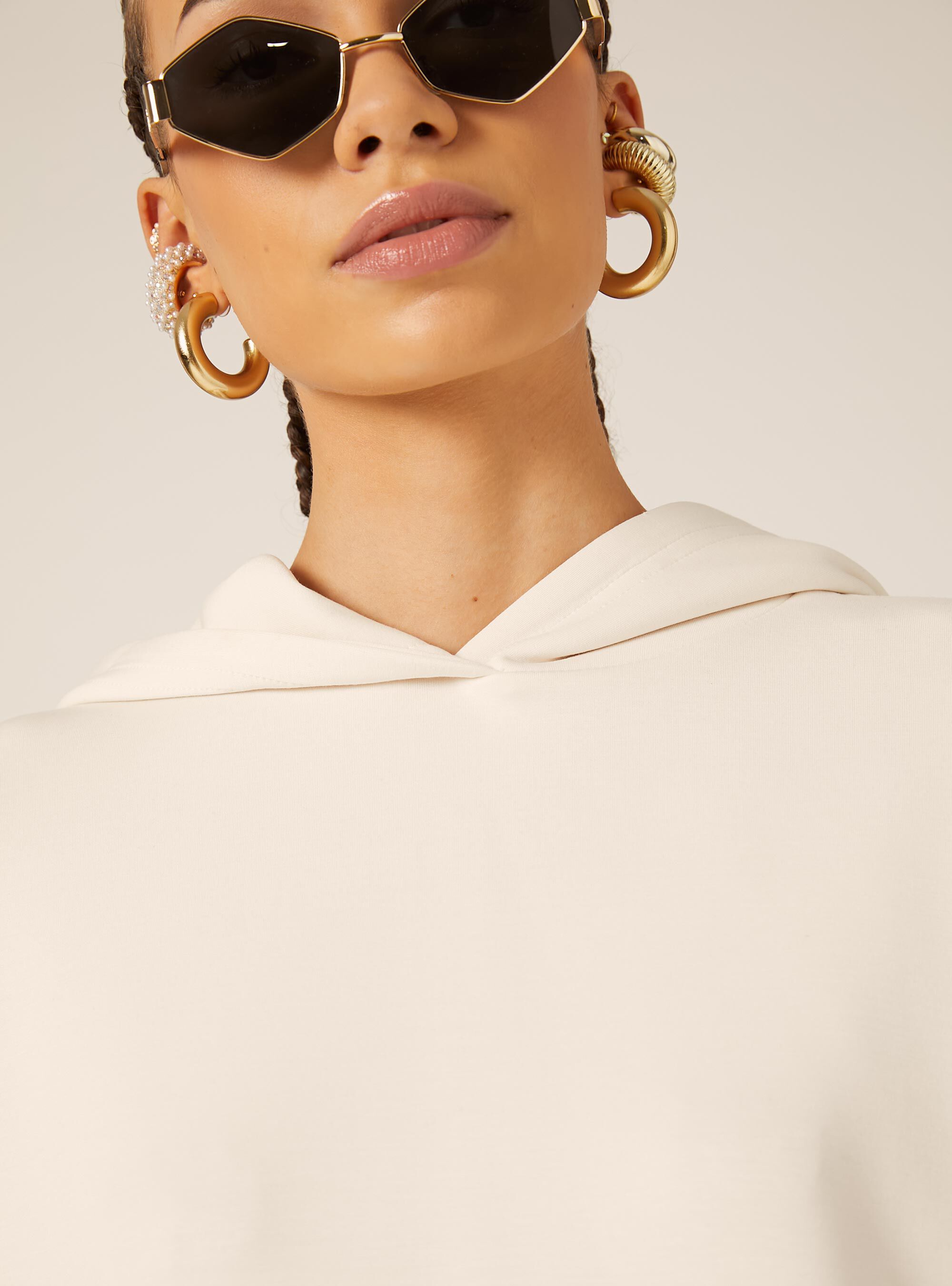 Cropped Sweatshirt mit weicher Haptik, CR3 CREAM LIGHT