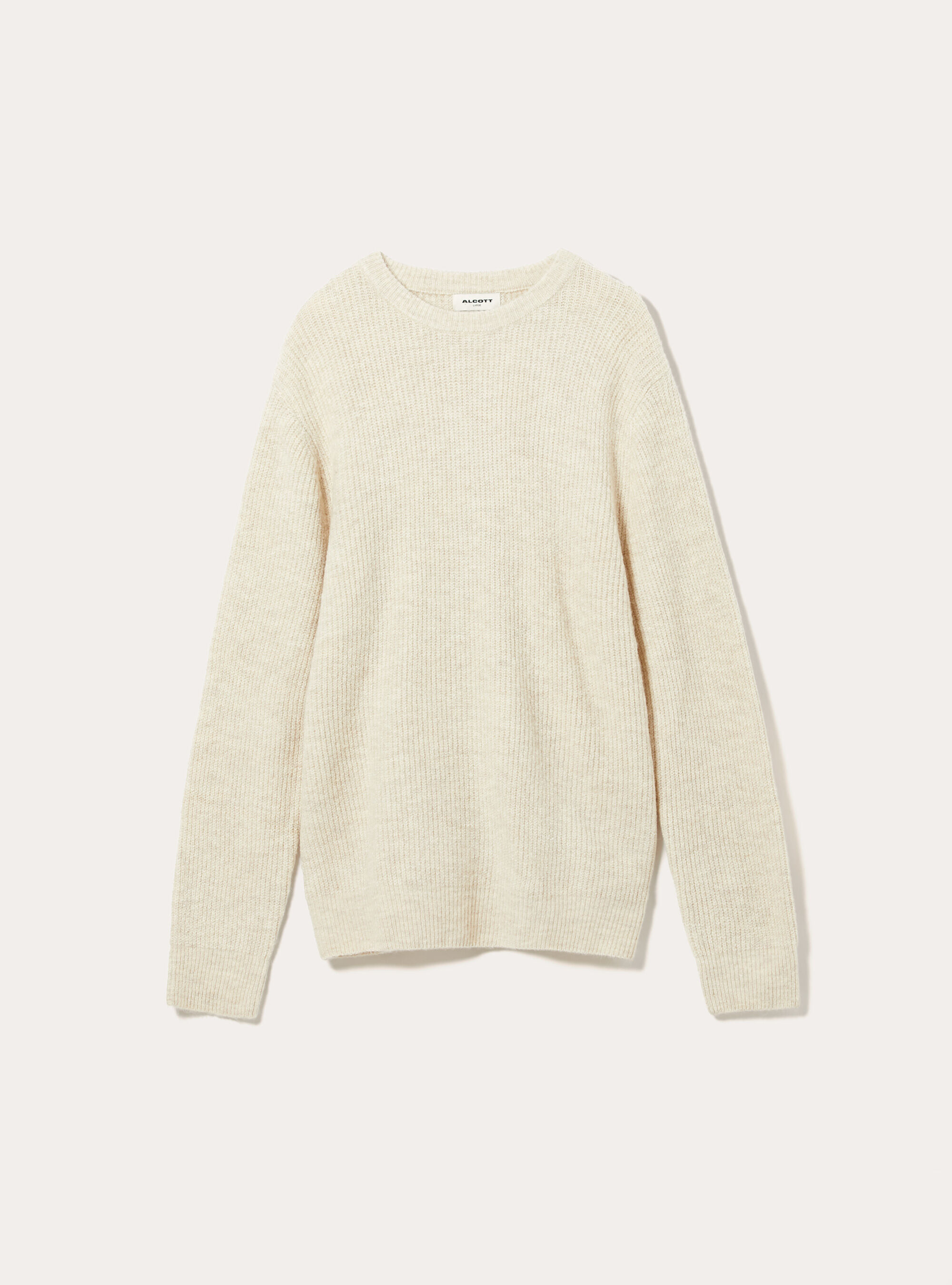 English ribbed crew neck jumper, MBG3 BEIGE MEL LIGHT