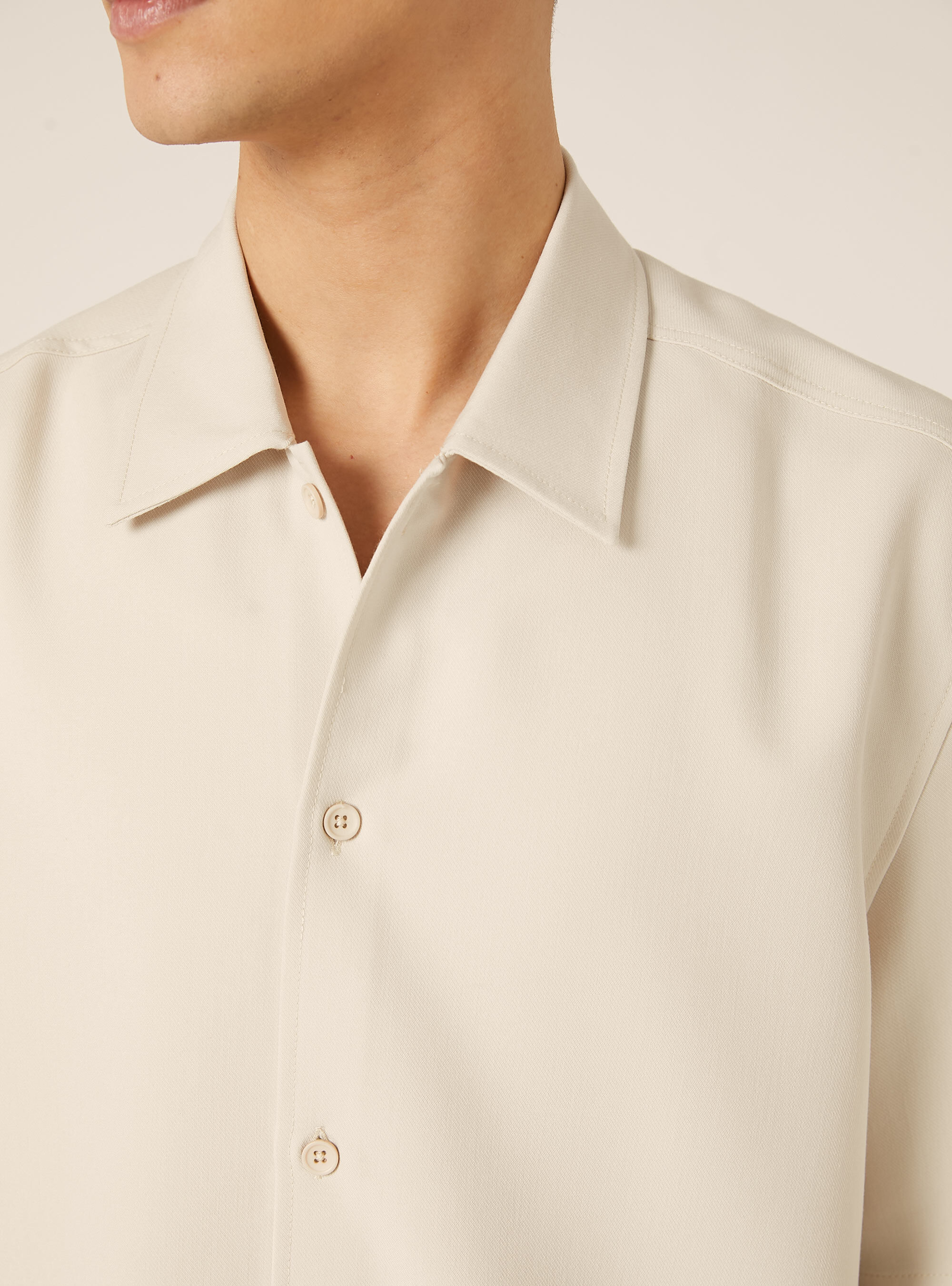 Camicia twill stretch boxy fit, BG3 BEIGE LIGHT