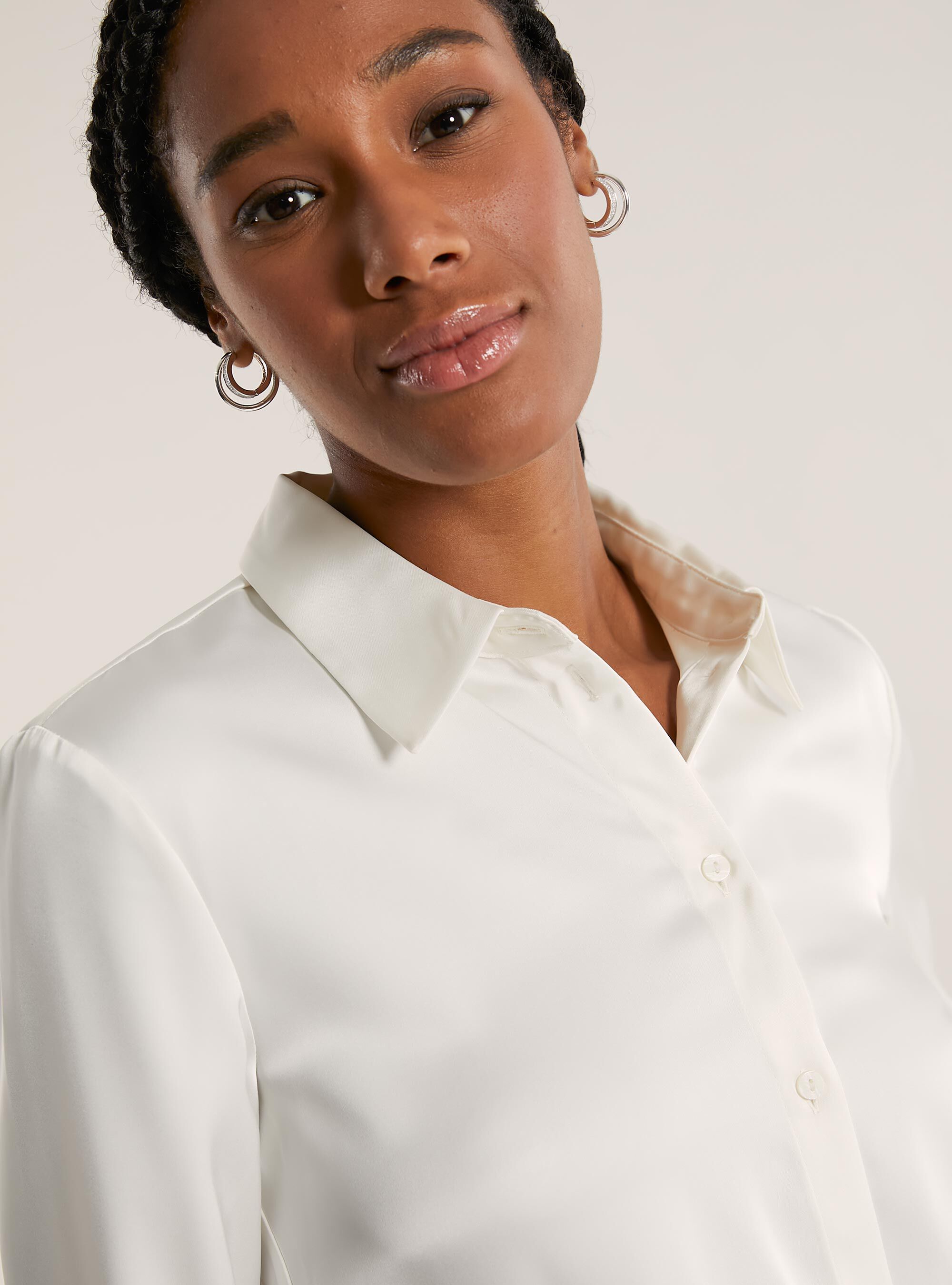 Cropped satin shirt