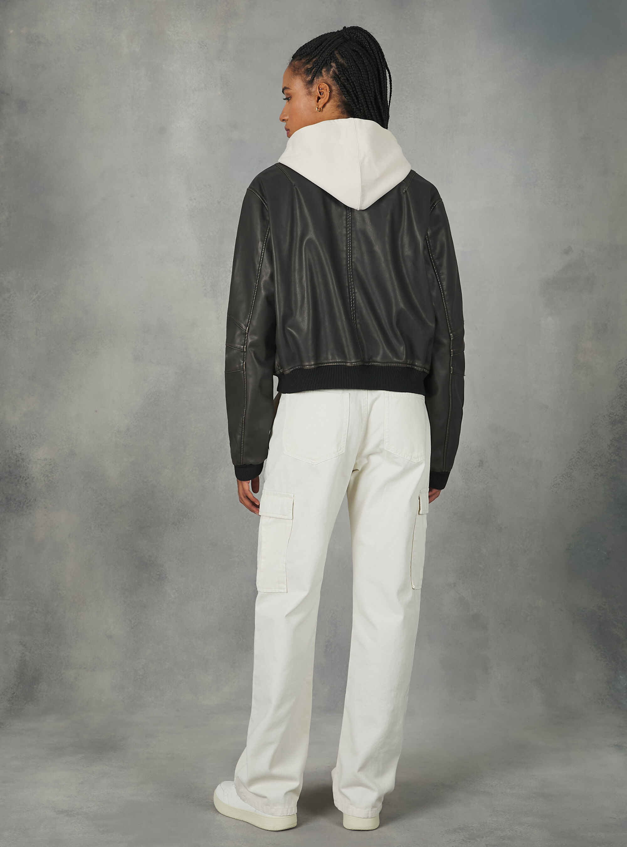White leather bomber store jacket