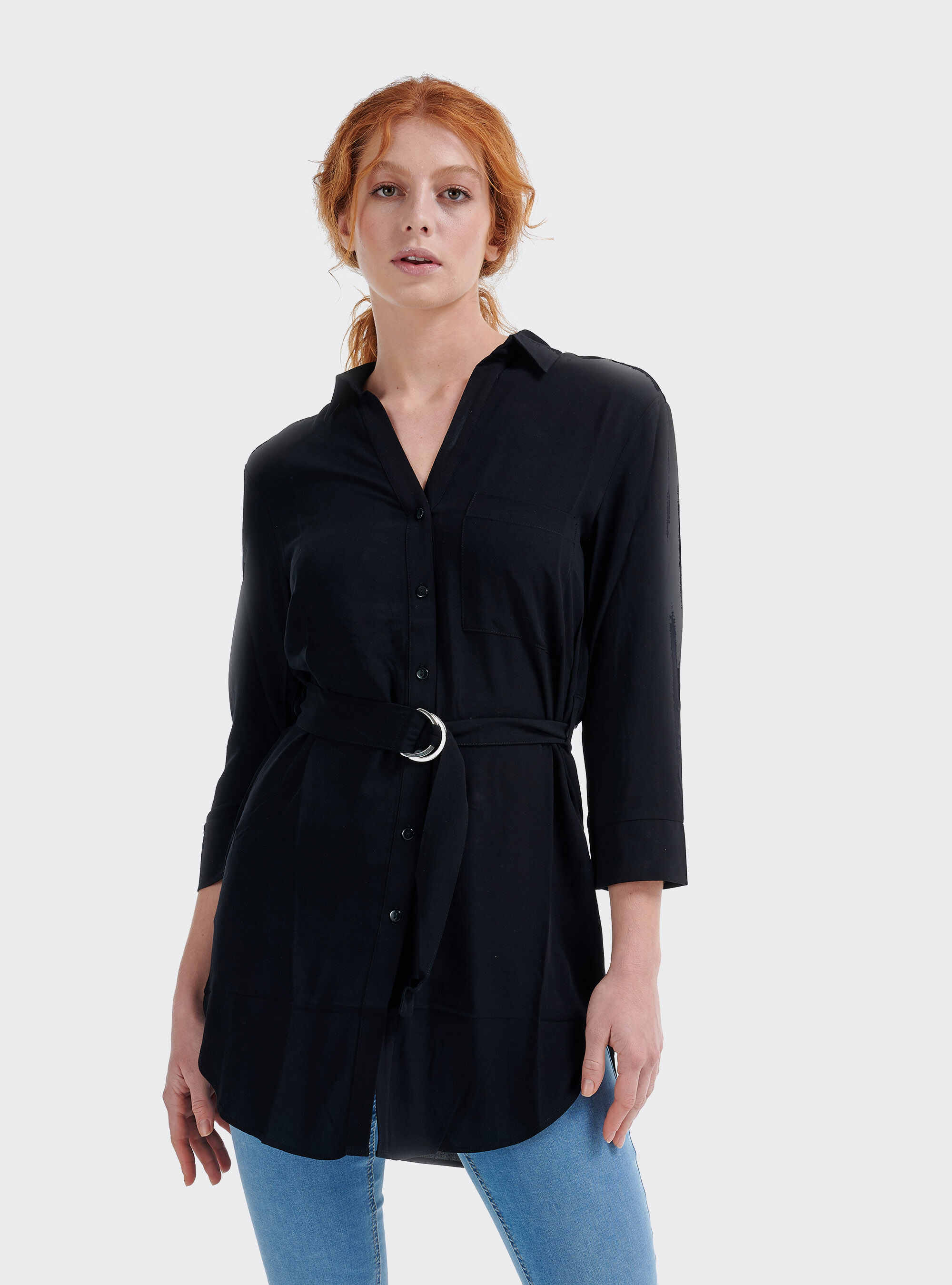 Camisa larga con cinturon sales