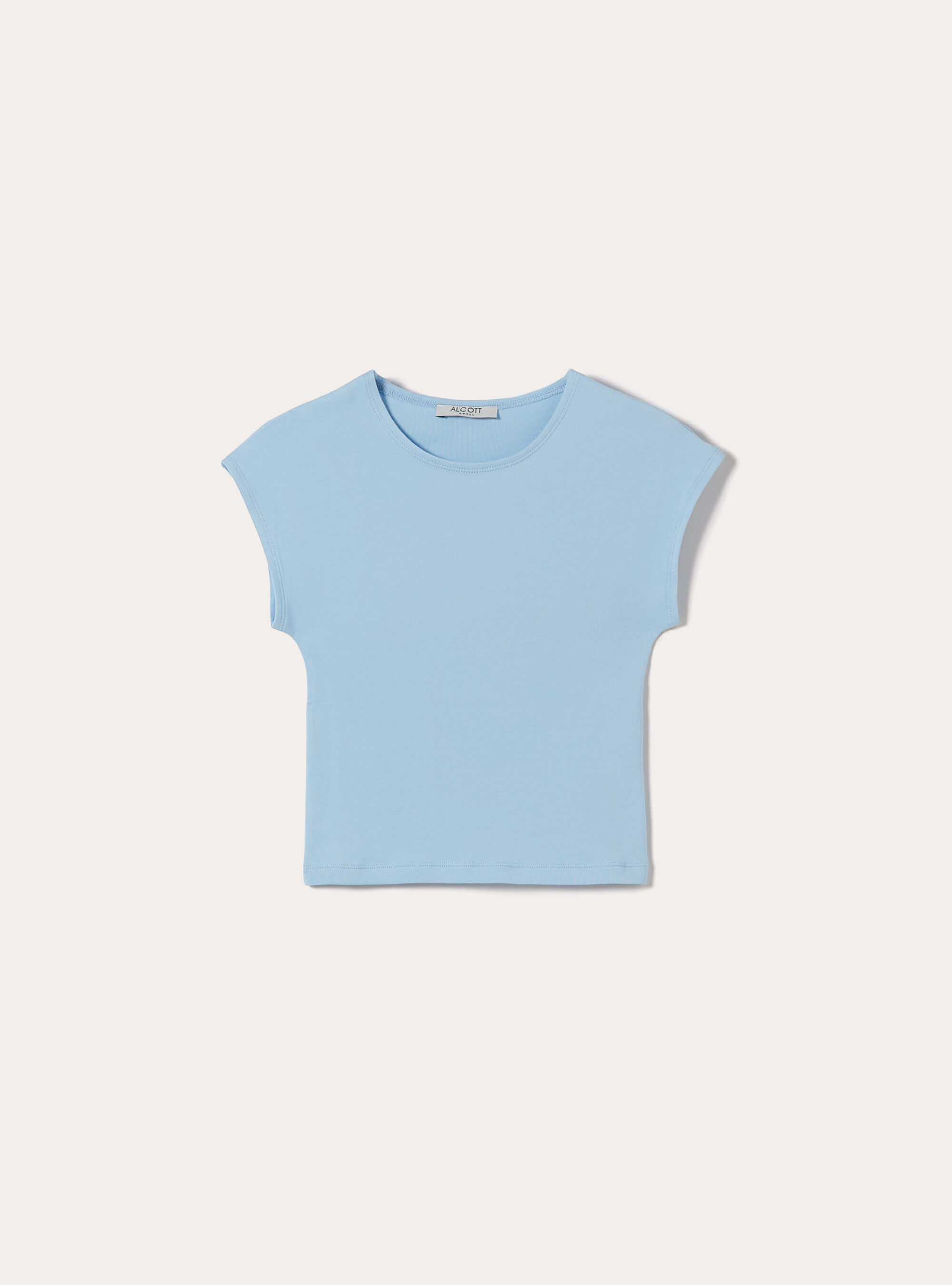 T-shirt crop con con maniche ad aletta, AZZURRO CHIARO