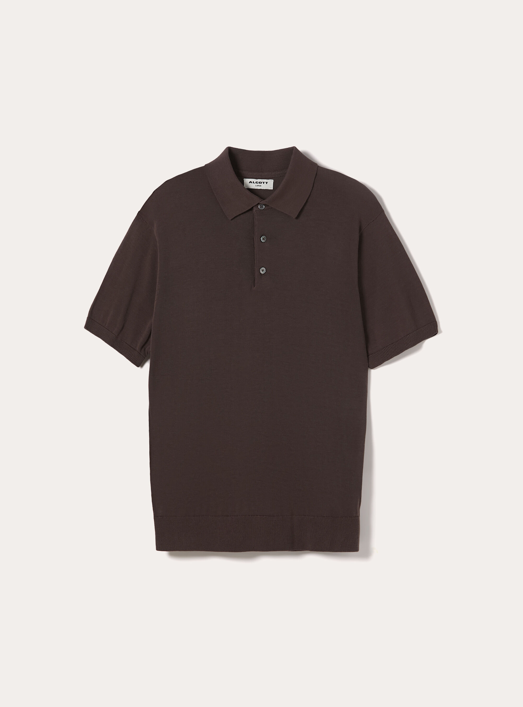 Extrafine cotton knit polo shirt, BR2 BROWN MEDIUM