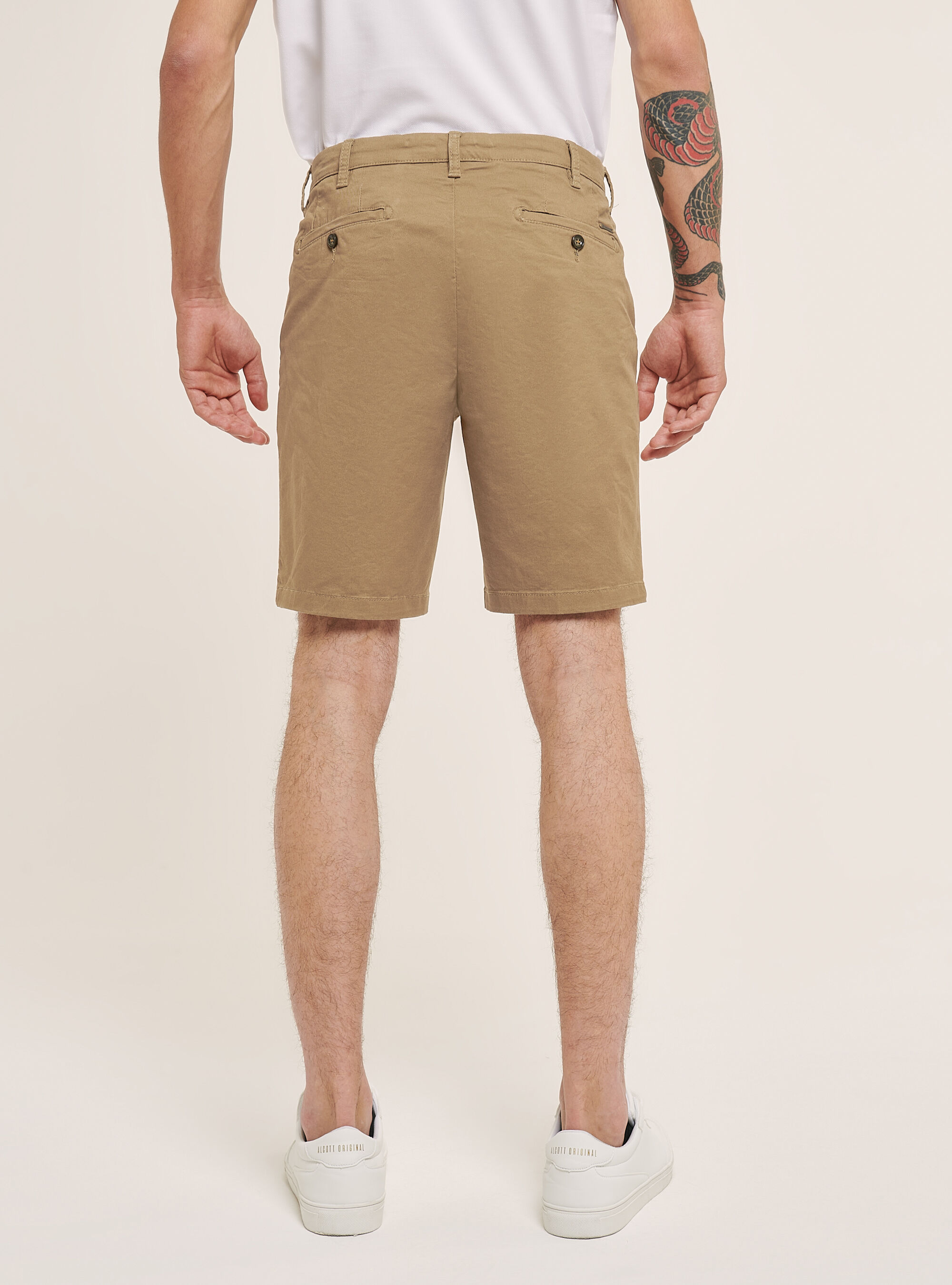 Basic cotton twill stretch bermuda shorts, TB2 TOBACCO MEDIUM