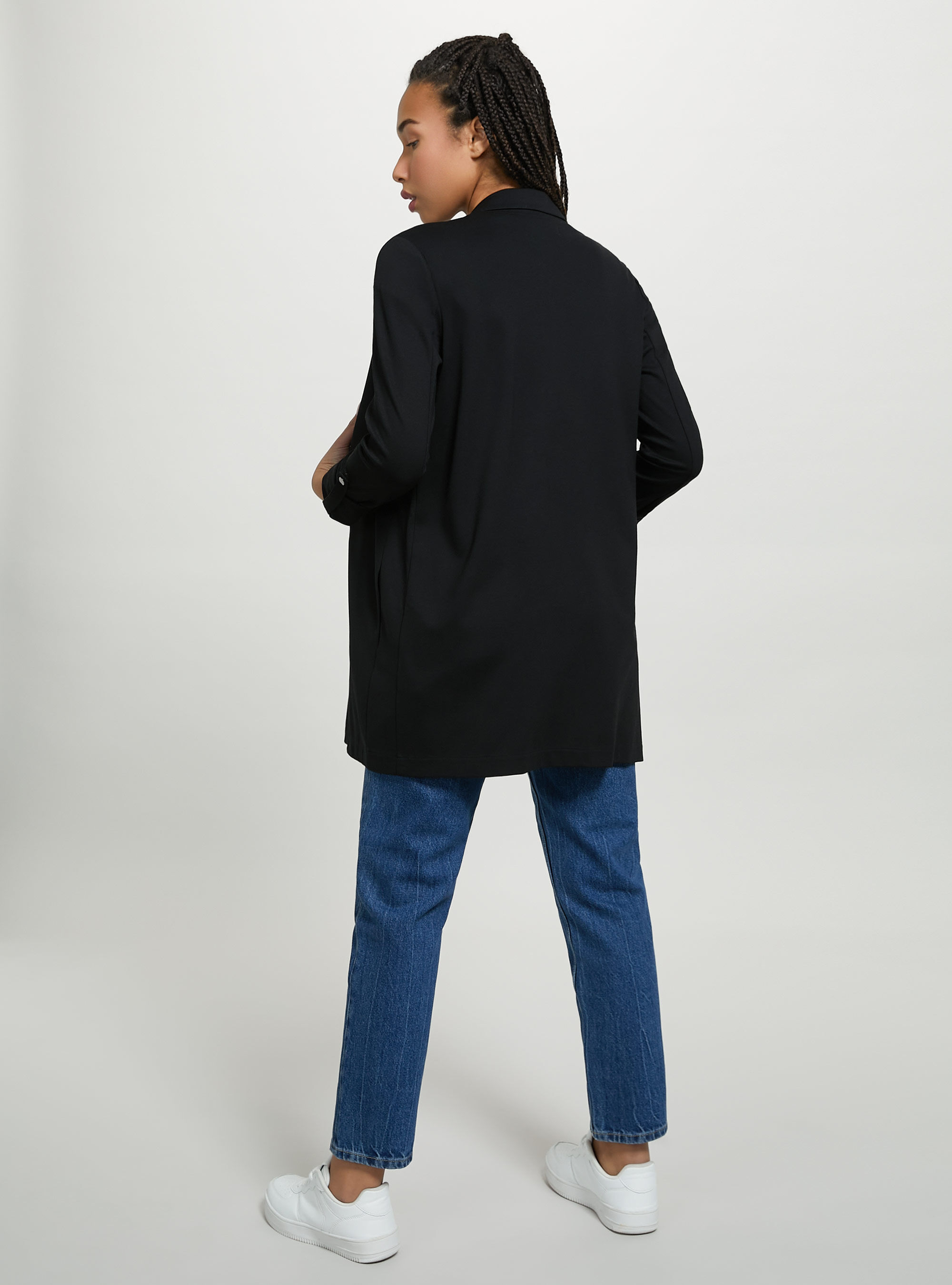 Americana larga lisa, BK1 BLACK