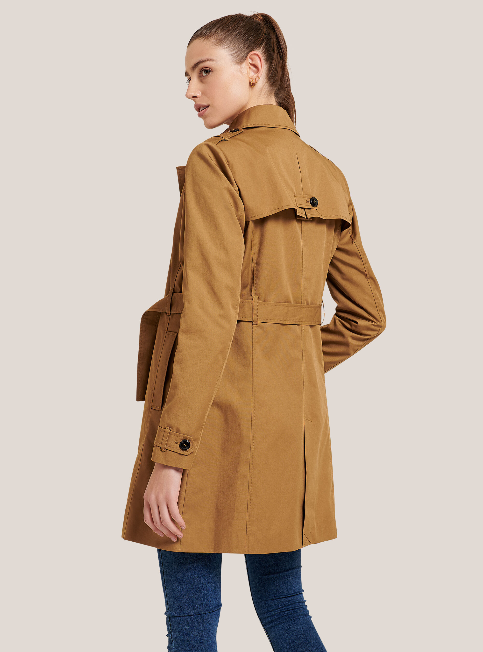 Trench coat with belt, C5507 TOBACCO