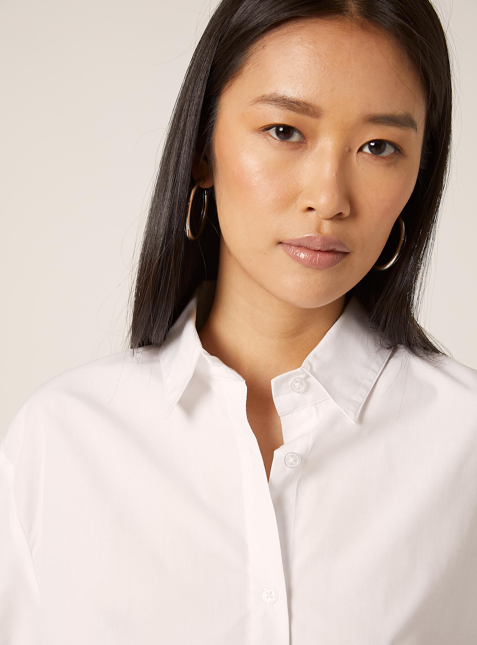 Chemise en popeline avec noeud, WH1 OFF WHITE