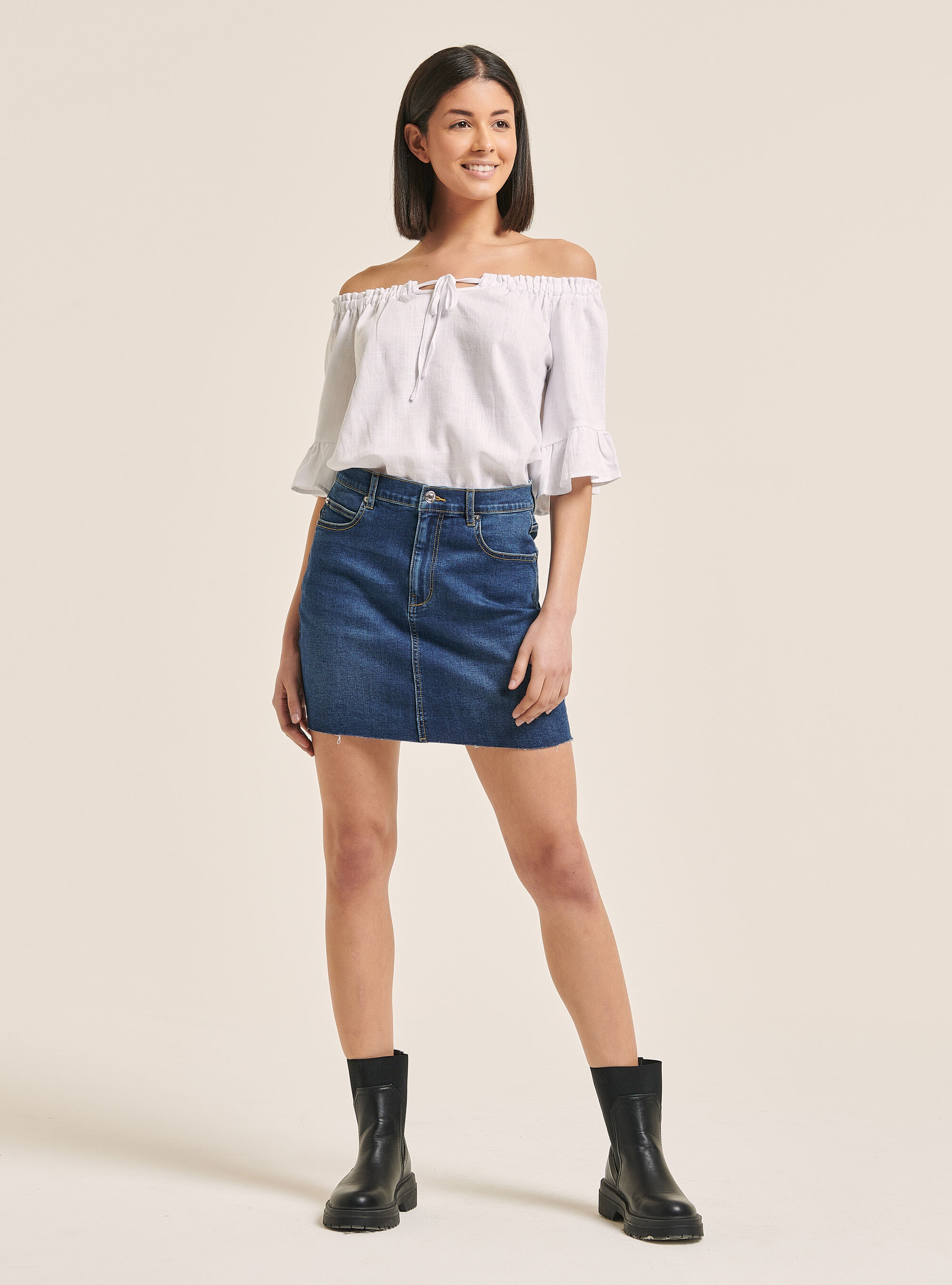 Denim mini skirt stretch hot sale