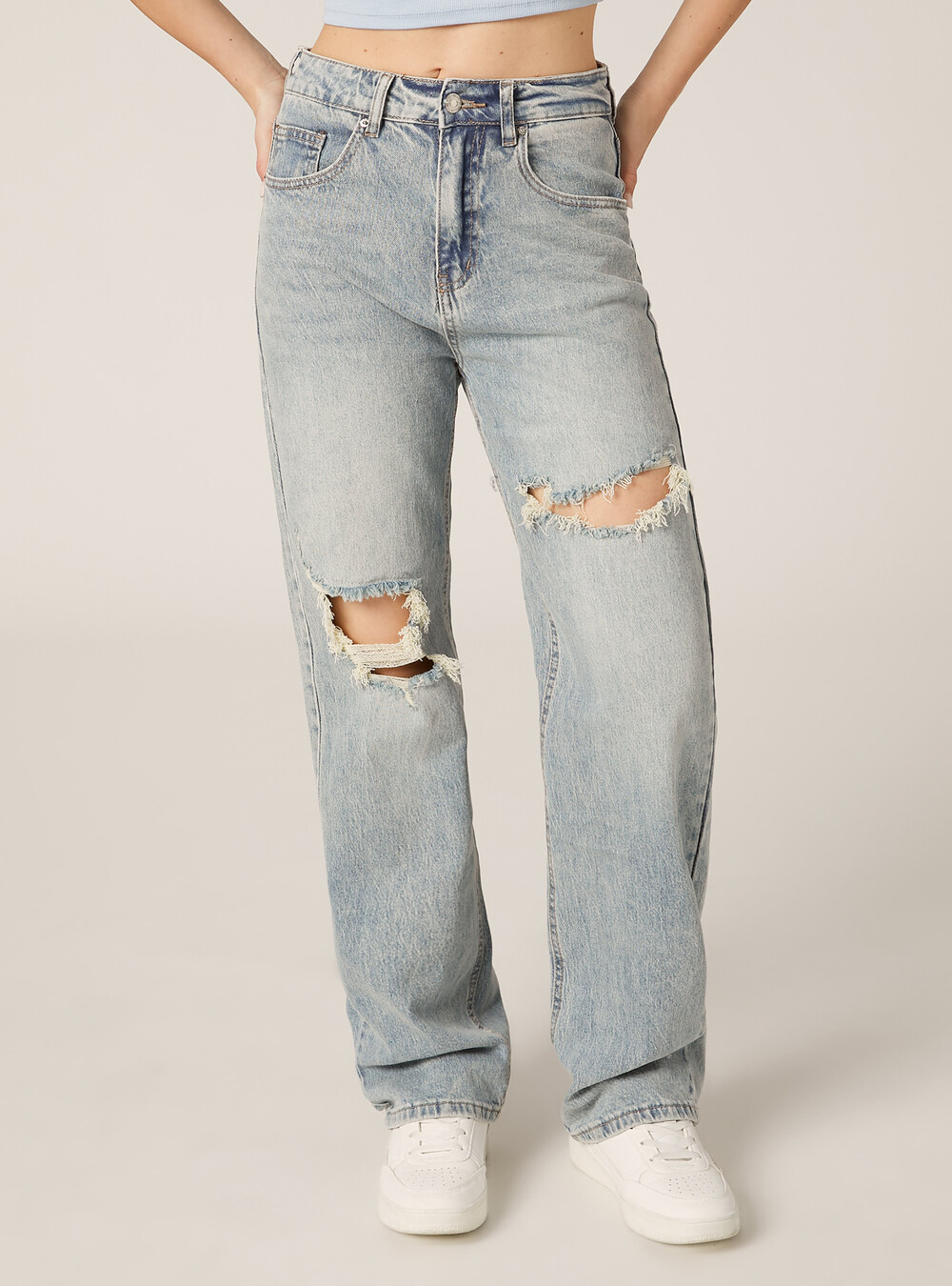 Mom fit jeans with rips Alcott Women's Jeans