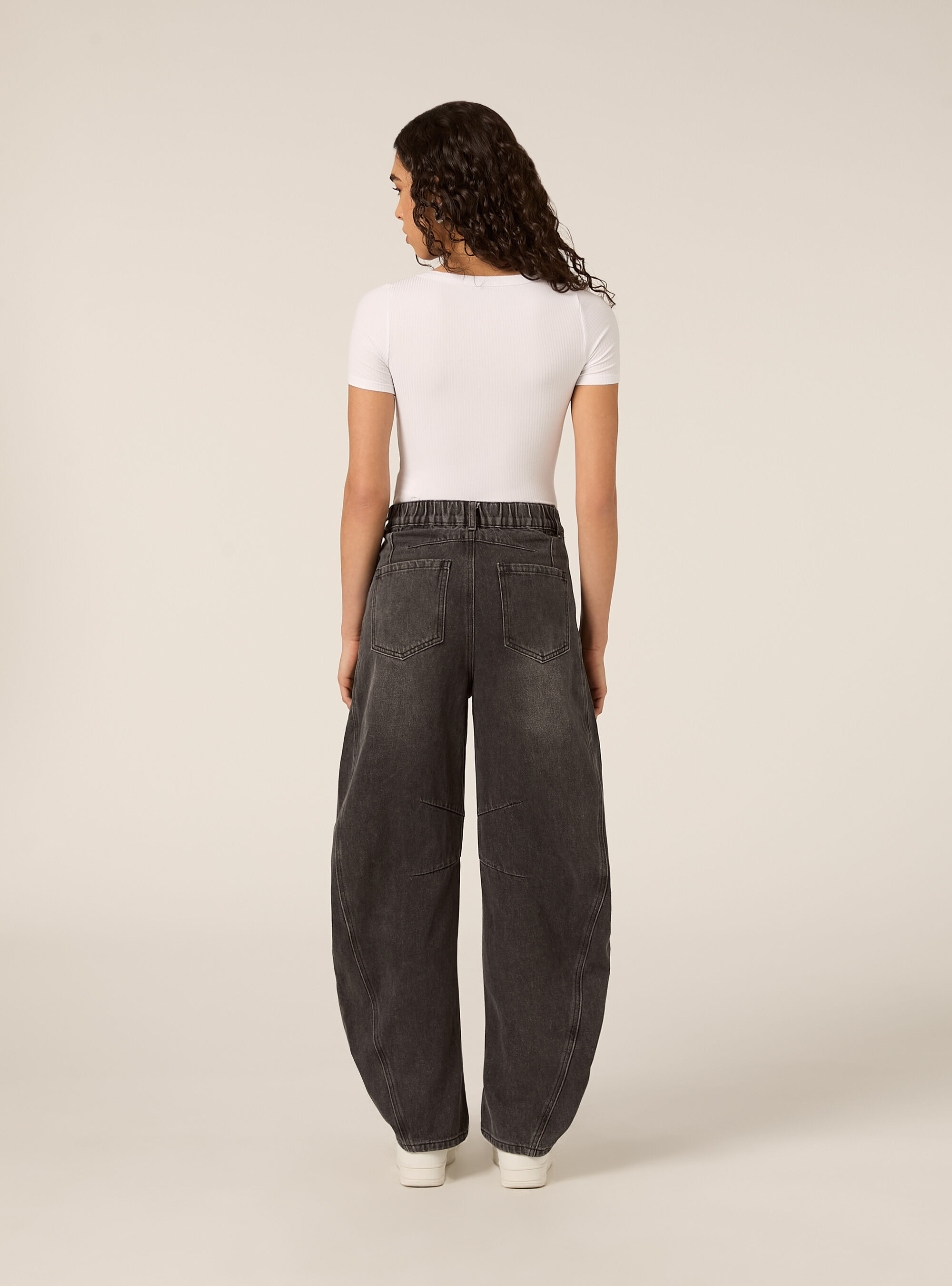 Jeans balloon con tagli ginocchio, D00G GREY