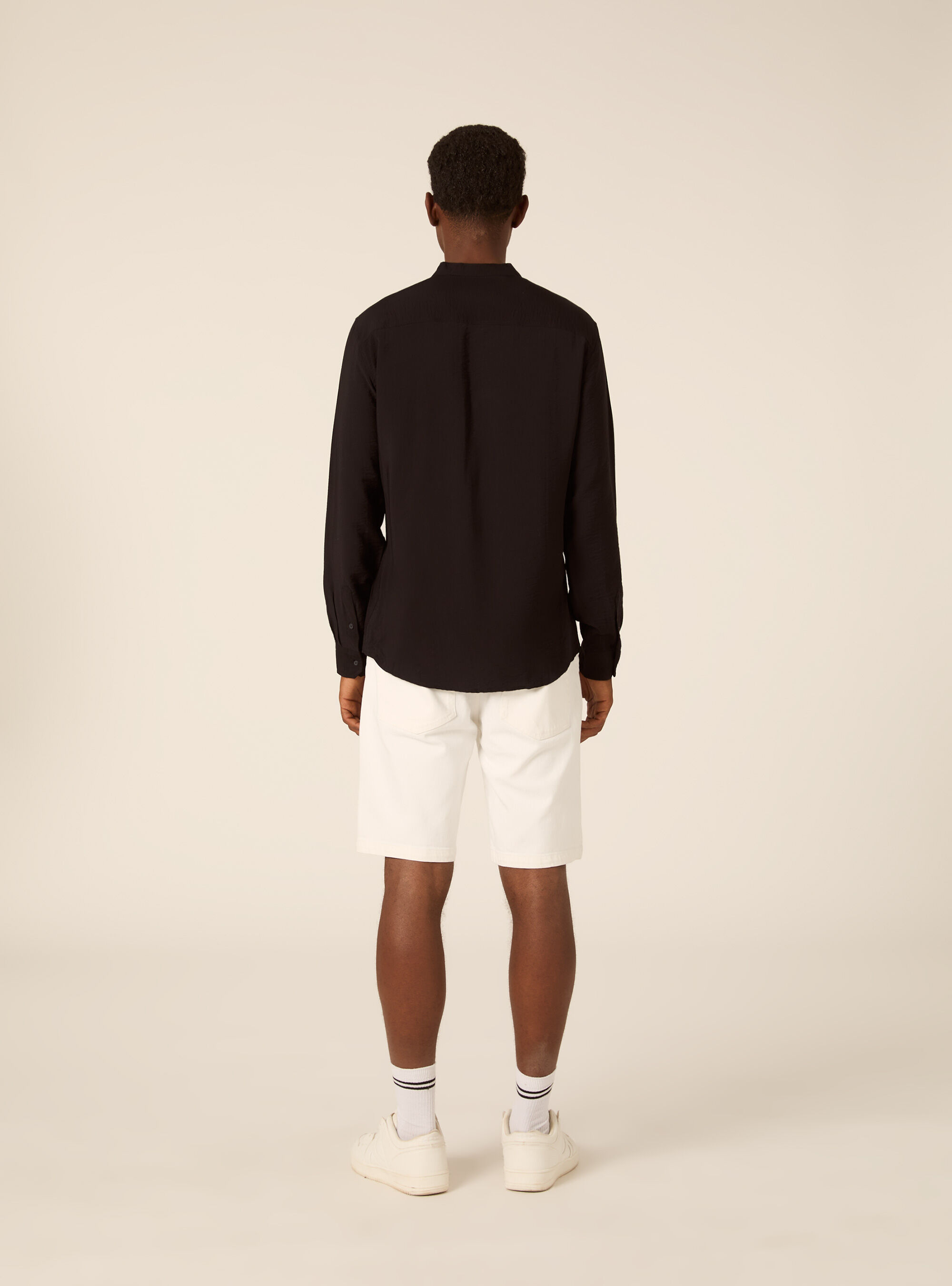 Camicia  in twill morbido, NERO