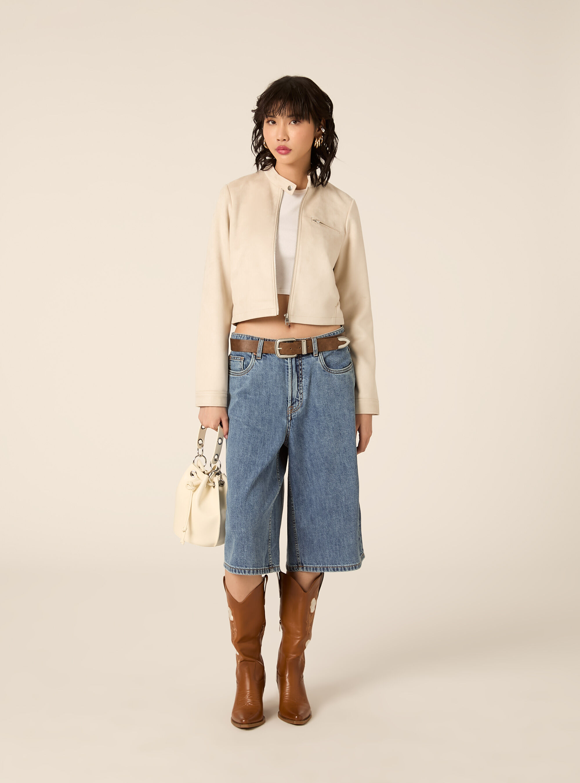 Giubbotto effetto camoscio