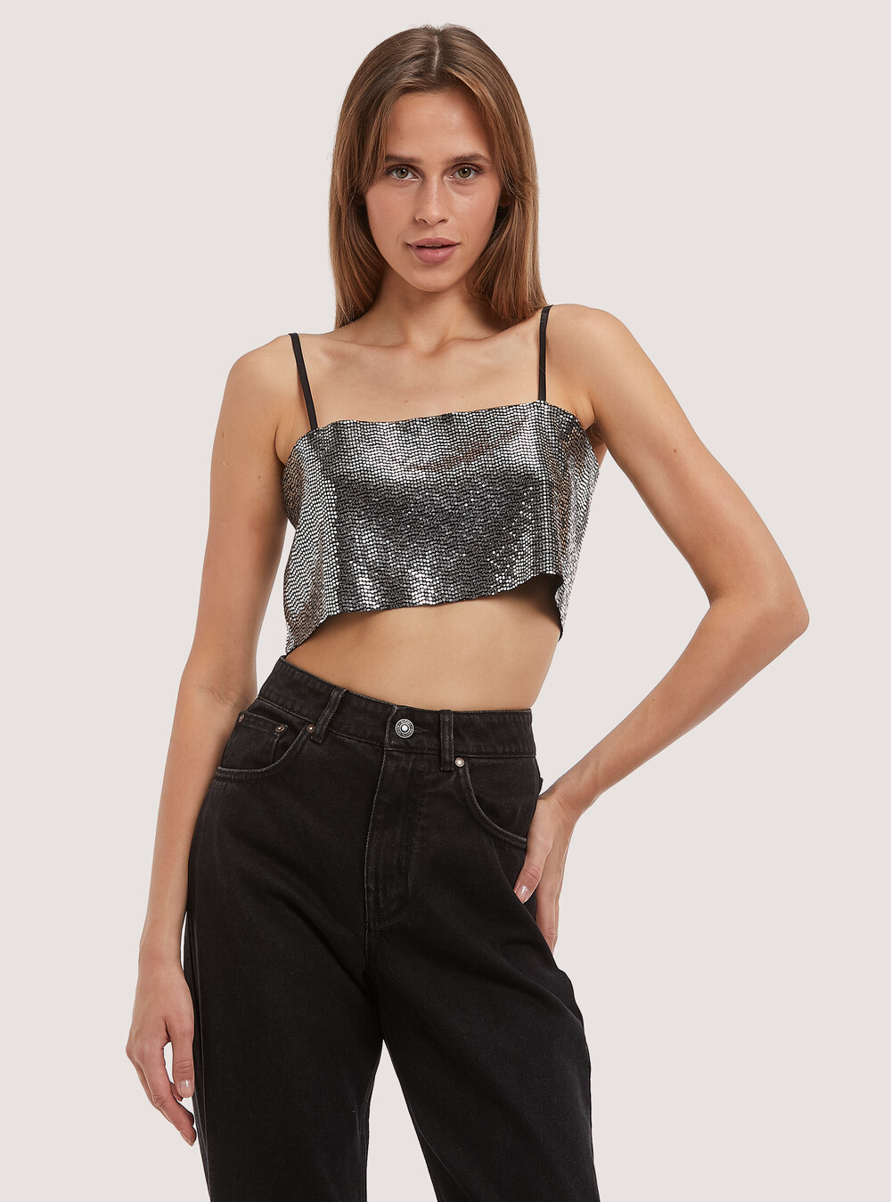 Top a fascia in paillettes