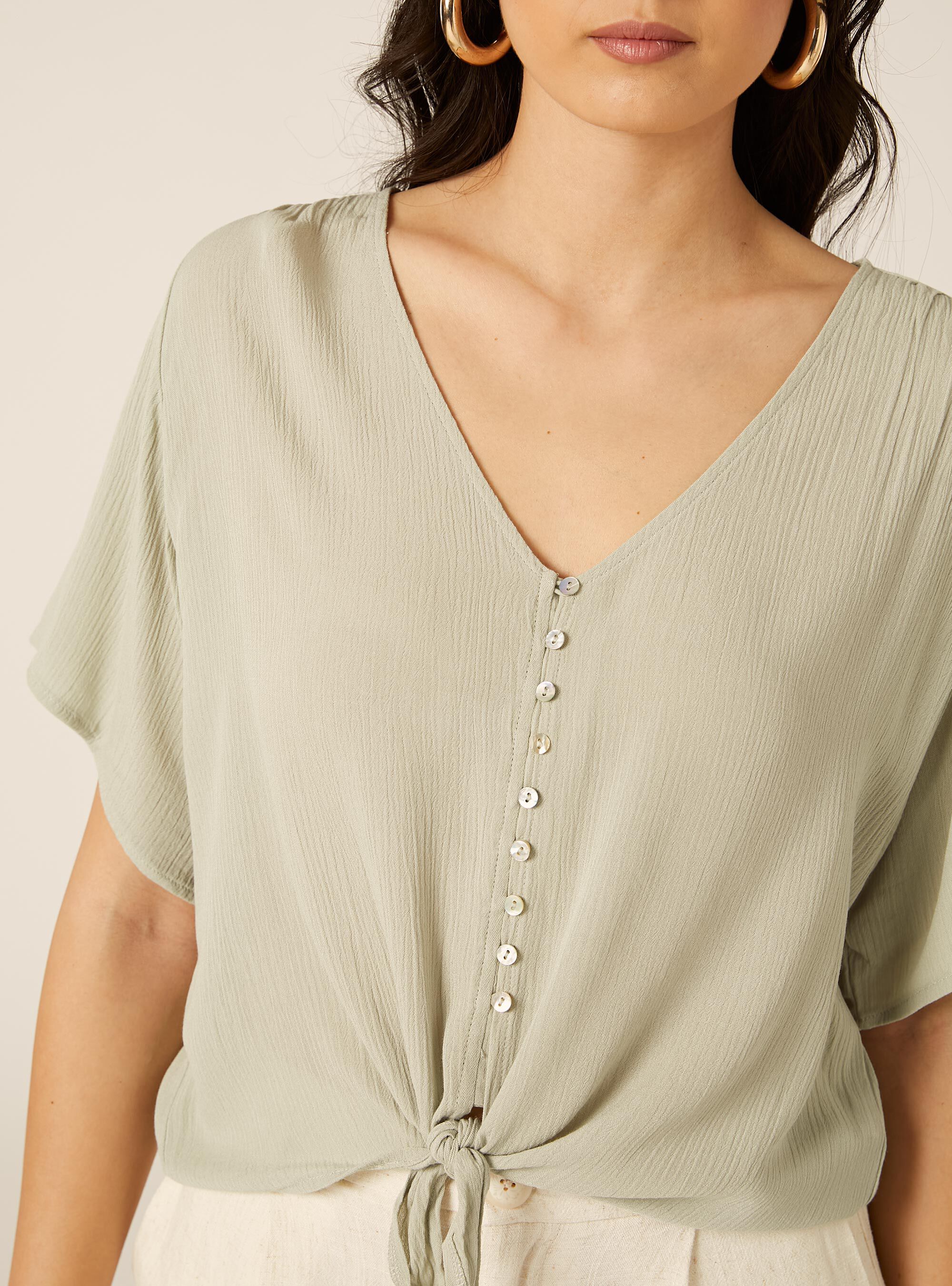 Camicia con nodo in crepe, KY3 KAKY LIGHT