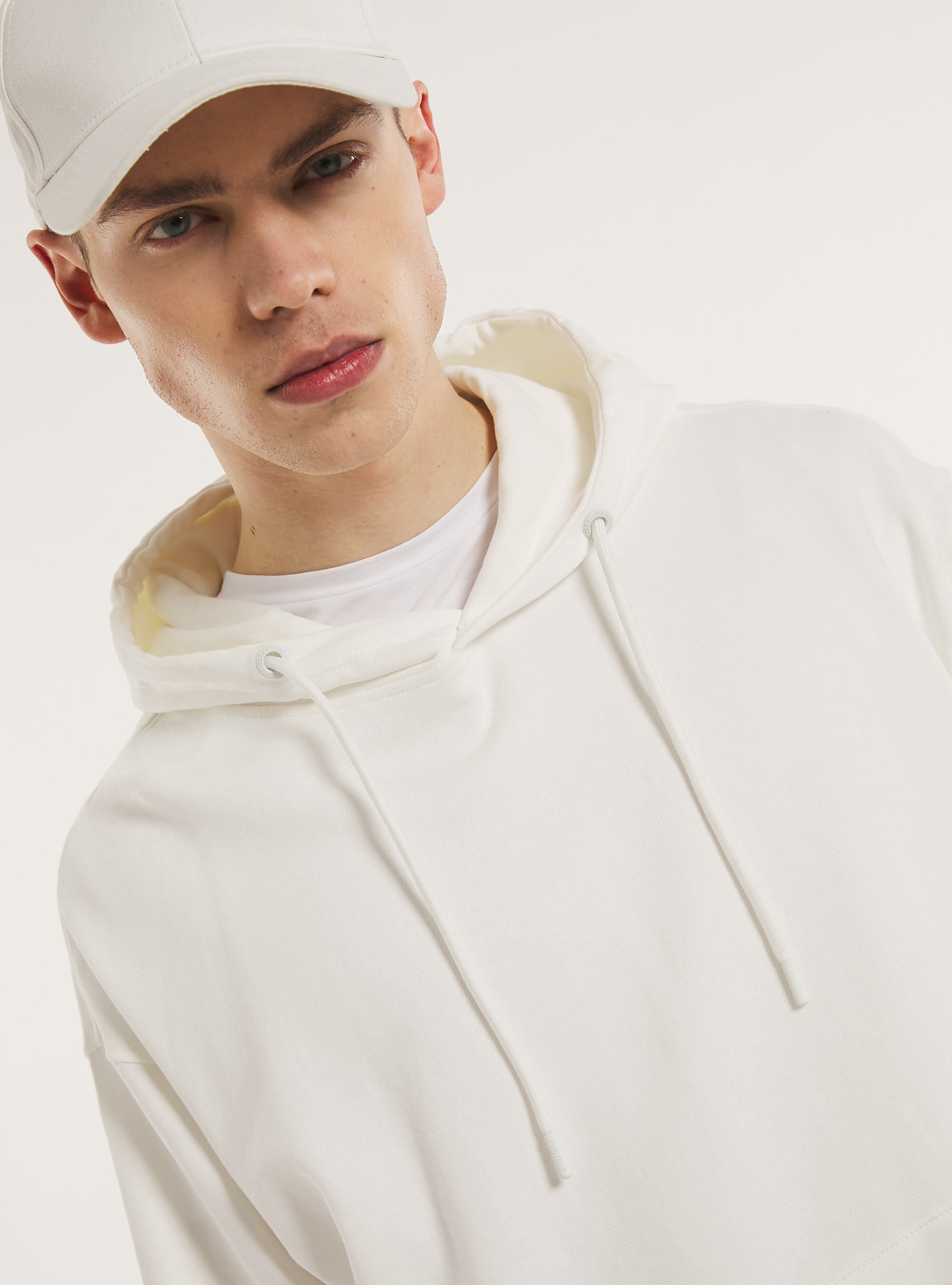 Sweatshirt with hood and pouch pocket, WH1 OFF WHITE