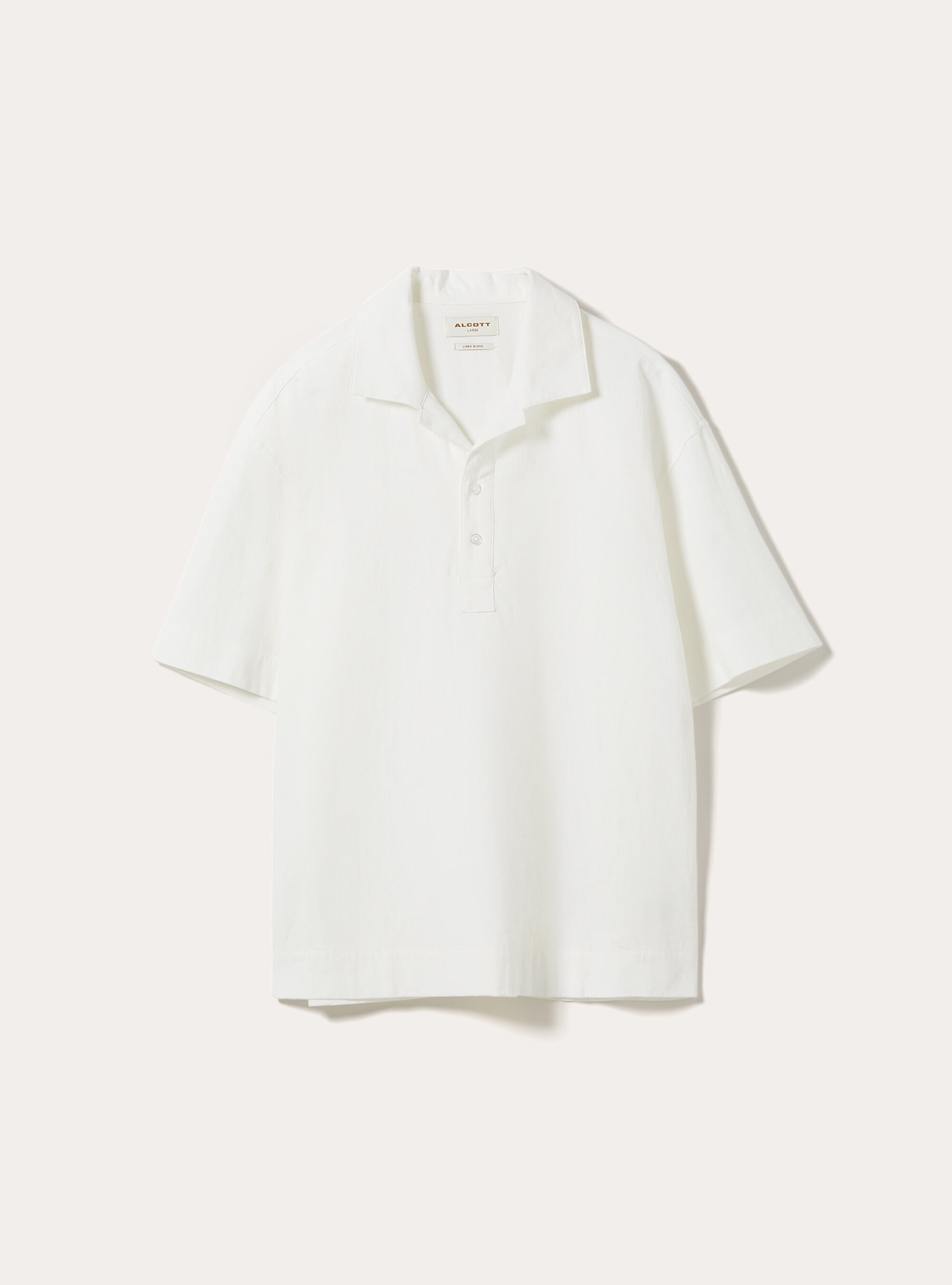 Polo Camisero de Mezcla de Lino, WH1 OFF WHITE