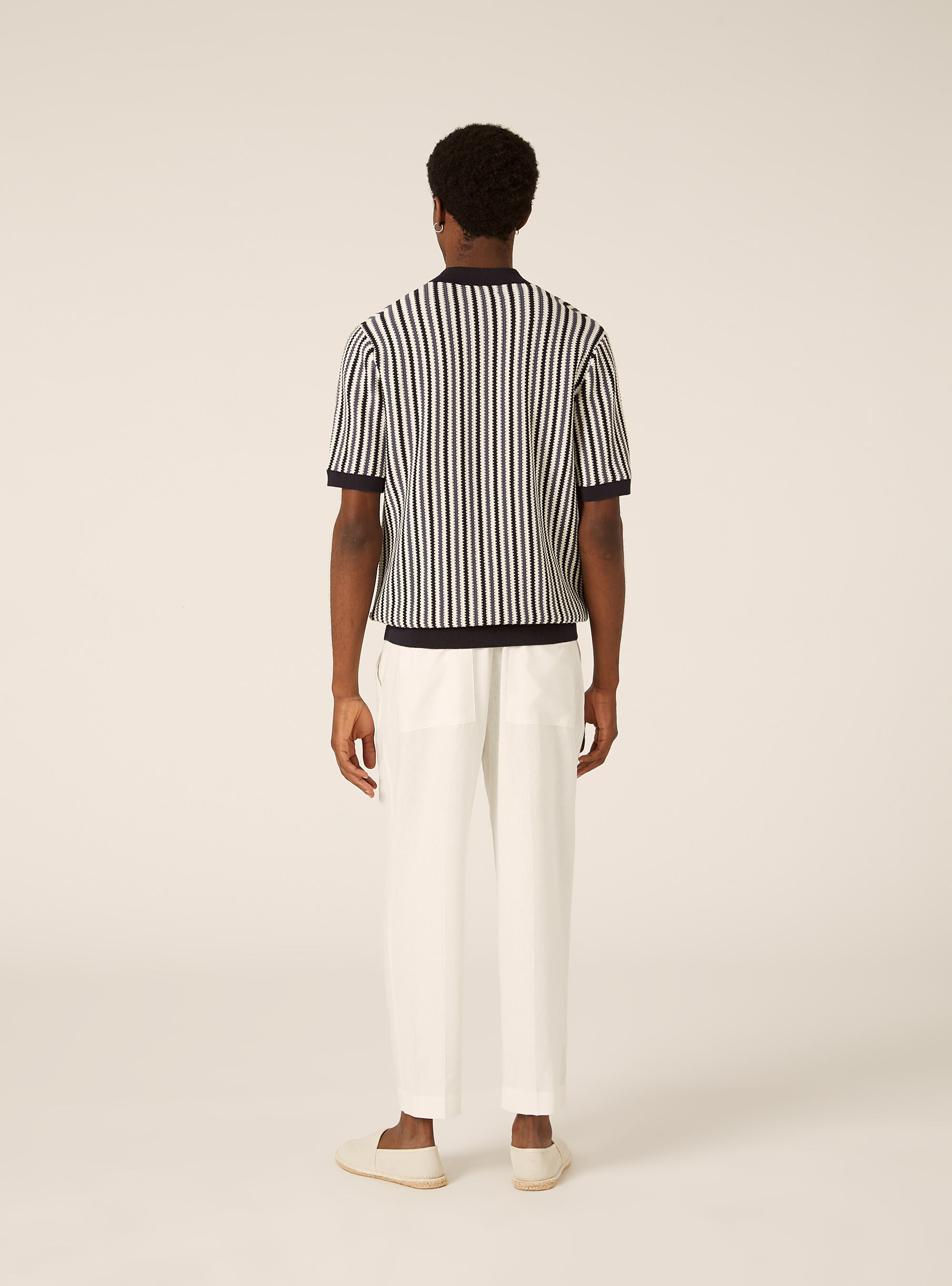 Striped Knit Polo Shirt, NA1 NAVY DARK