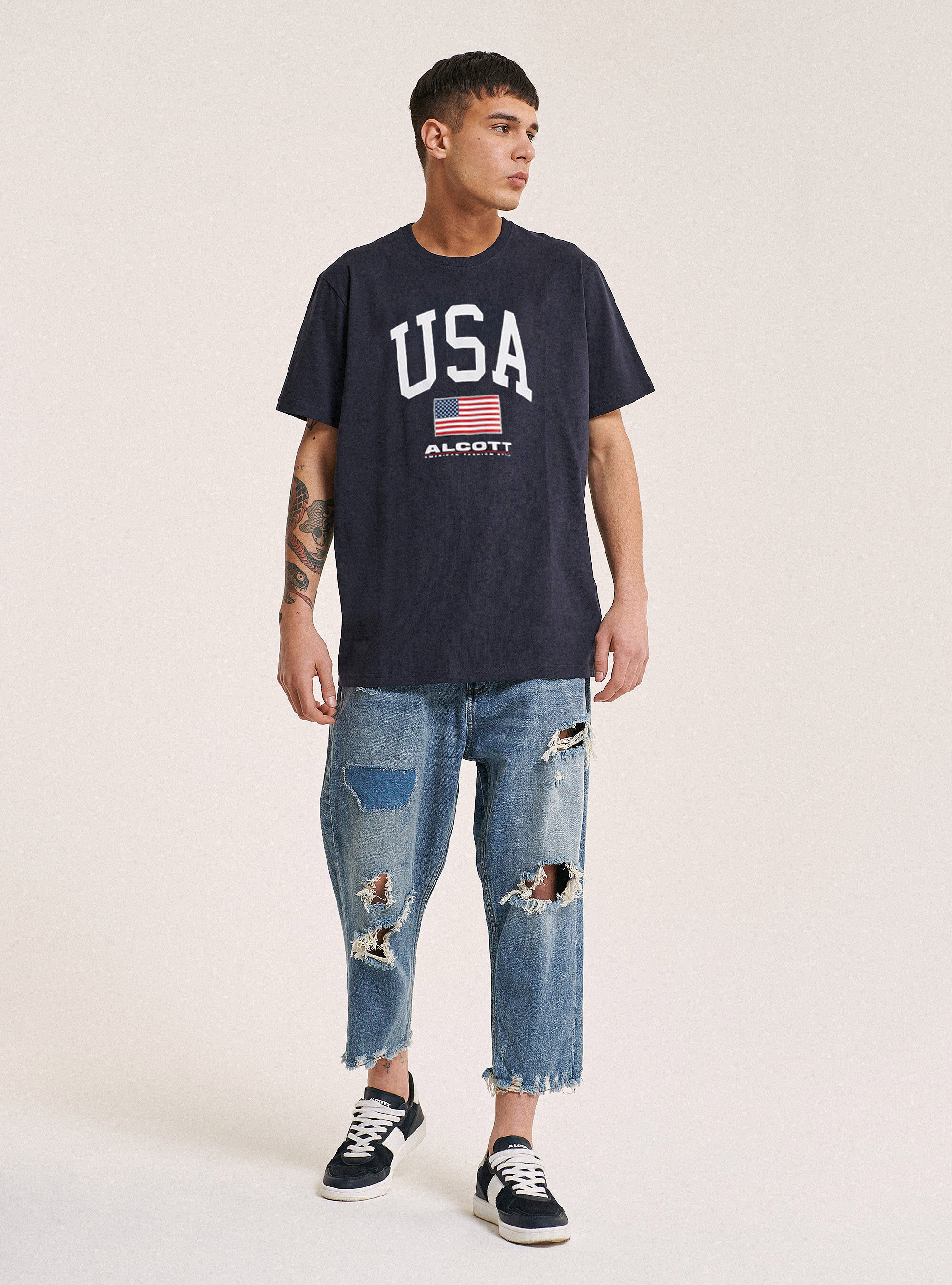 Short sleeves graphic tee, BLUE NAVY