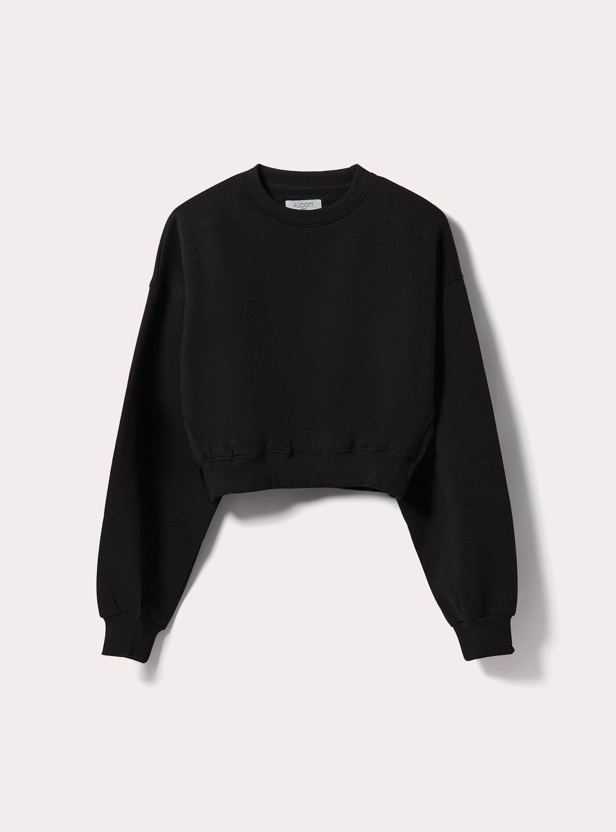 Sudadera de algod&oacute;n con cuello redondo, BK1 BLACK