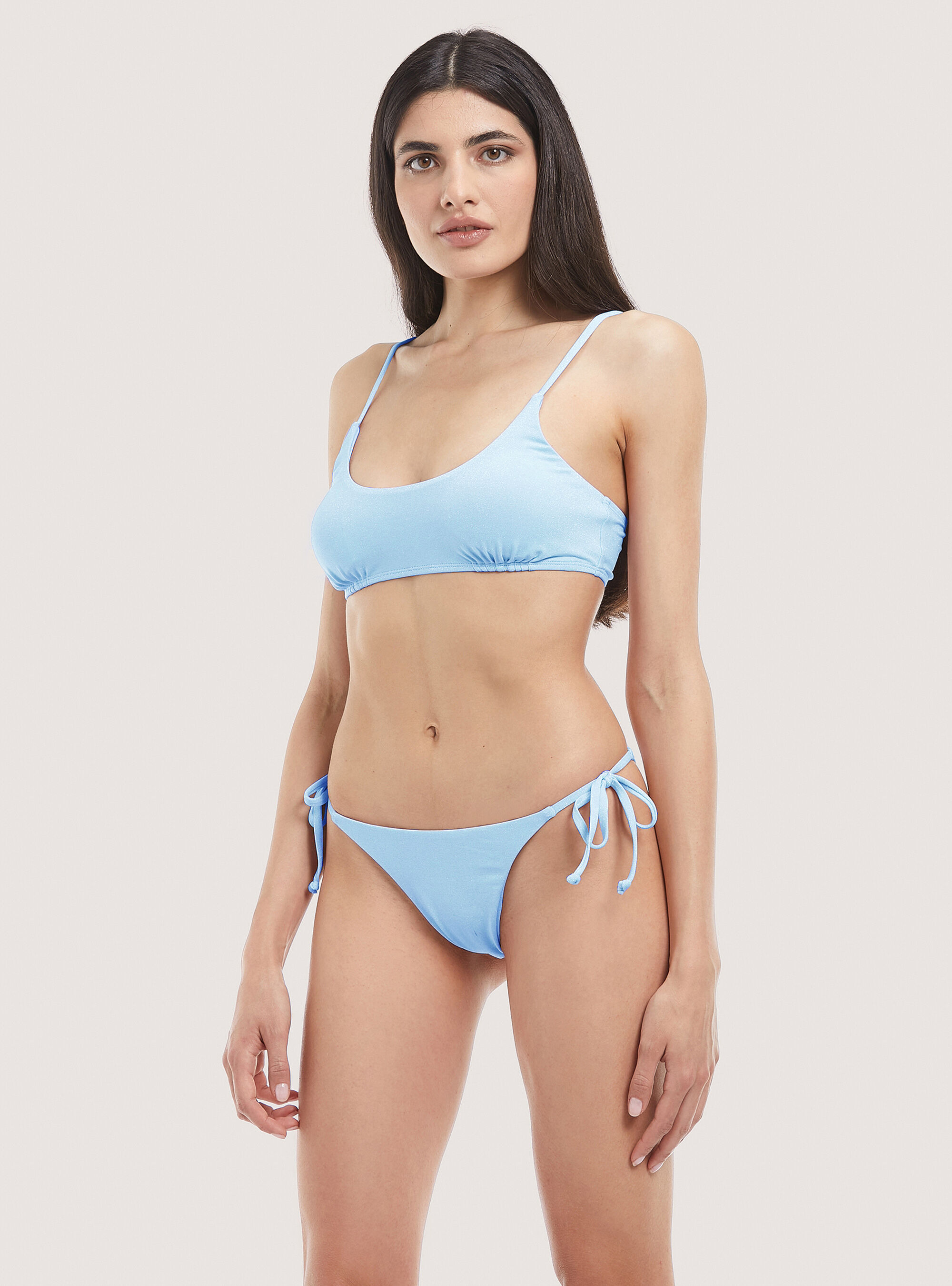 Recycled fabric brassiere bikini top, AZURE