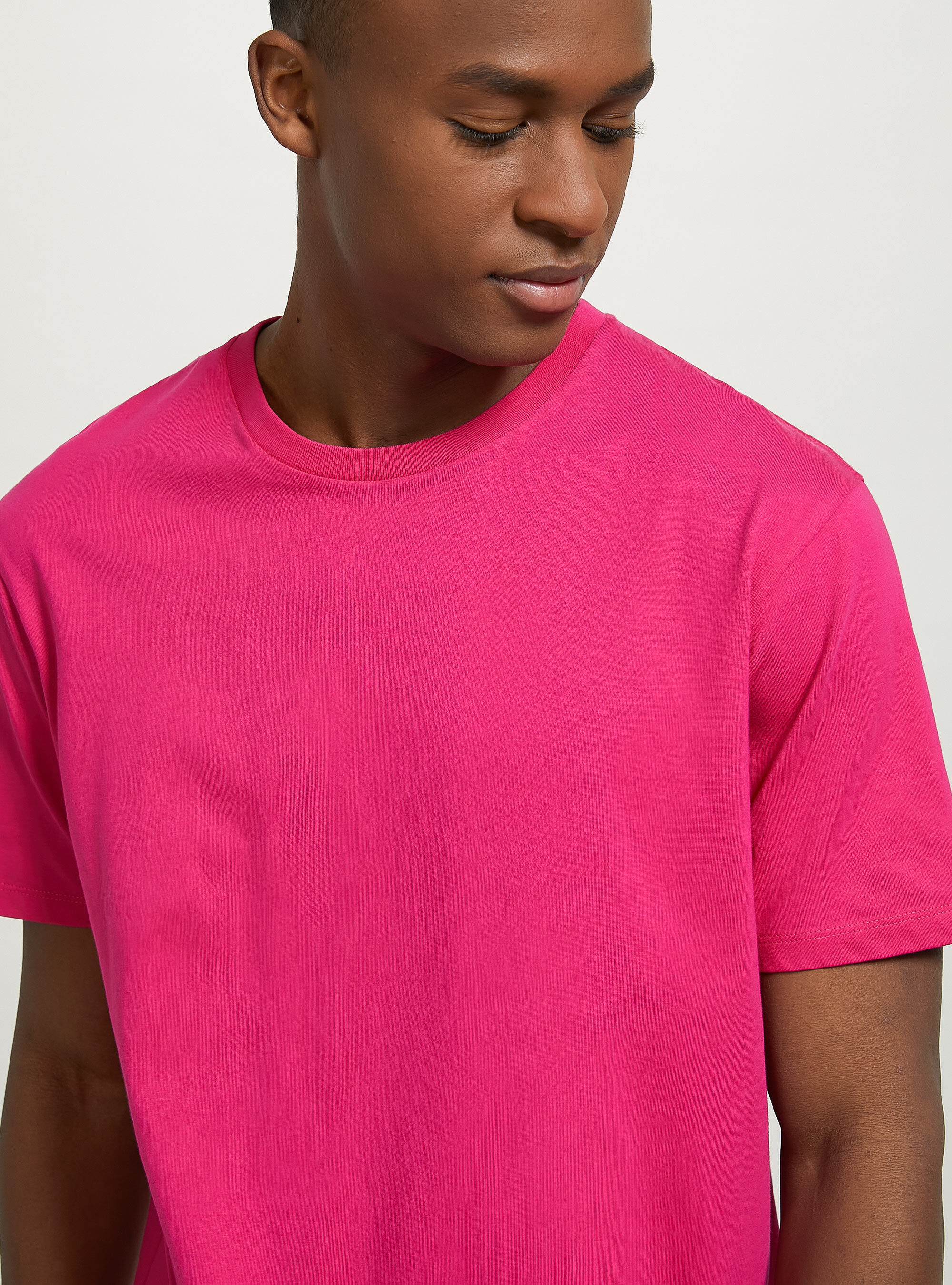 Maglietta girocollo in cotone sostenibile, FX2 FUXIA MEDIUM