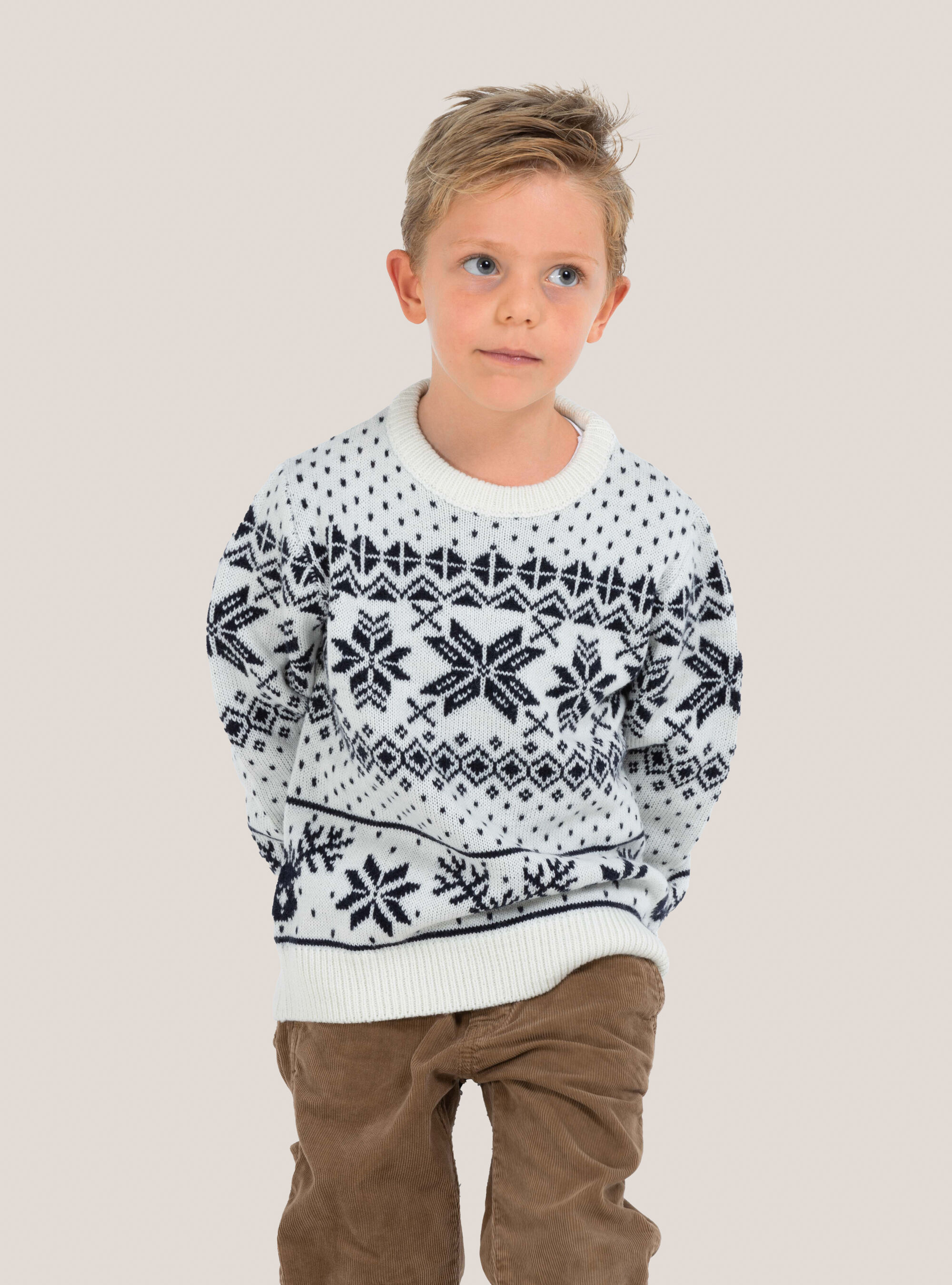 Pull de Noel ''mini me'' avec flocons de neige, C085 WHITE