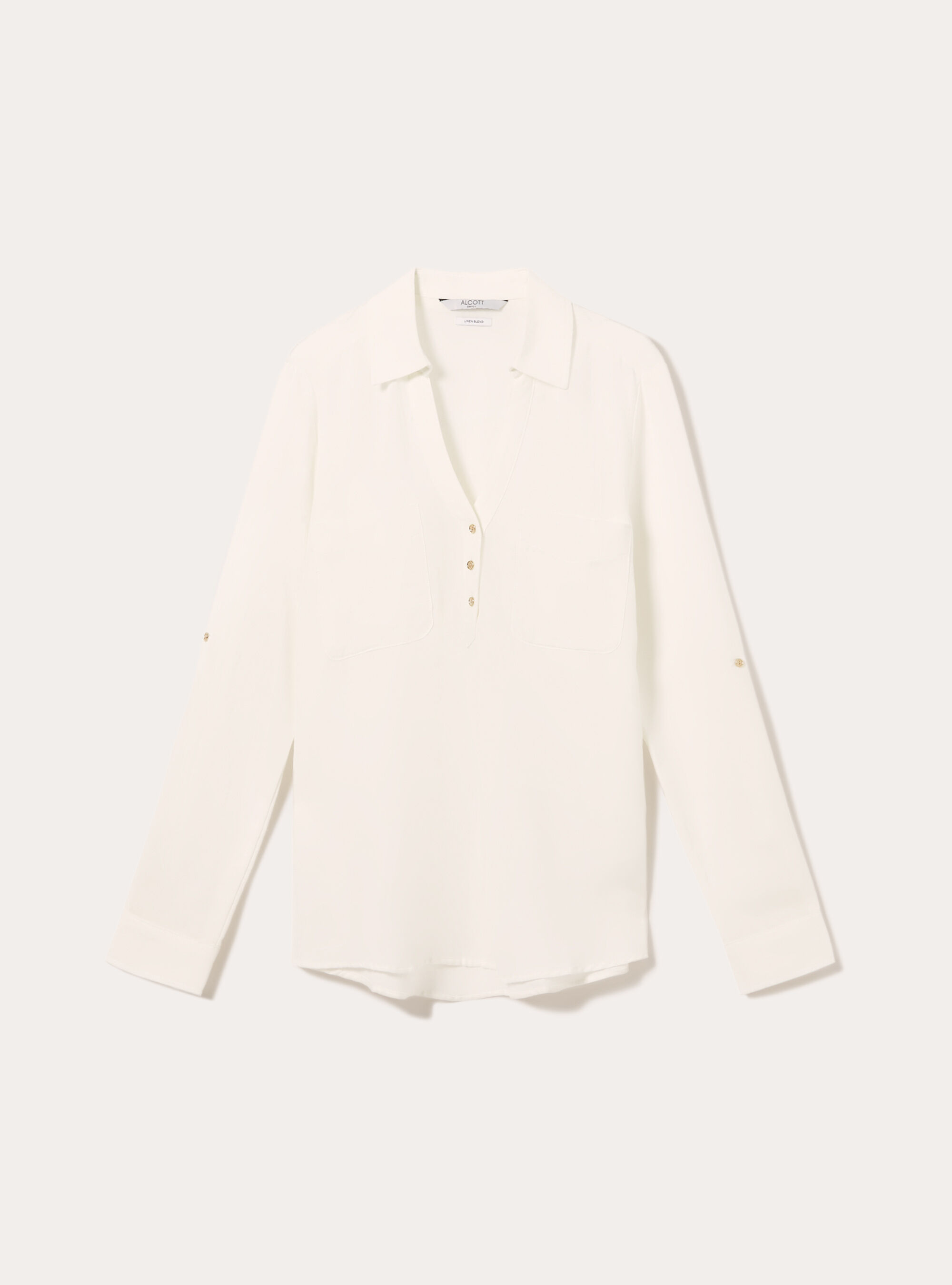 Blusa in misto lino, WH2 WHITE