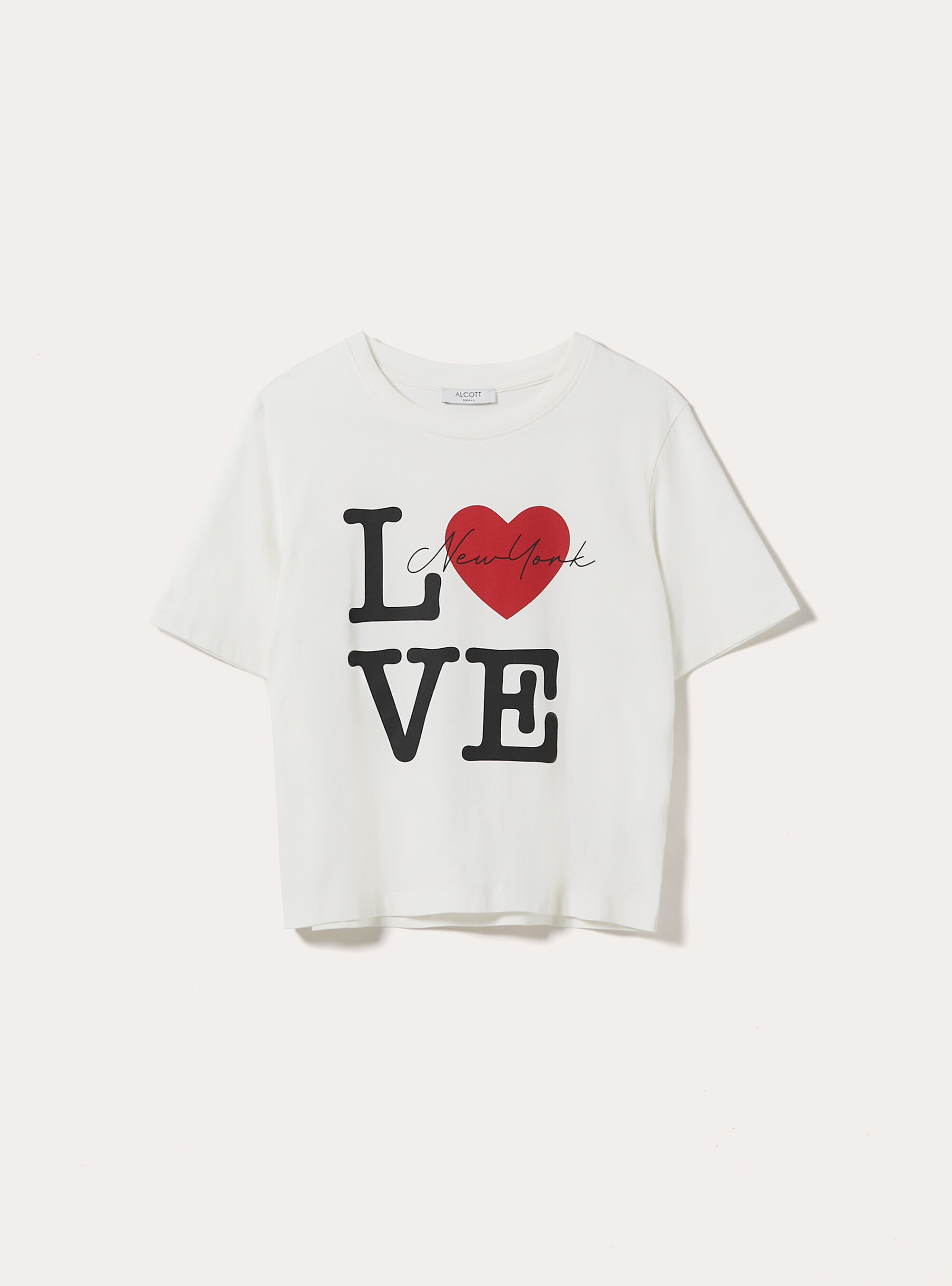 Camiseta Crop con Estampado New York, WH1 OFF WHITE