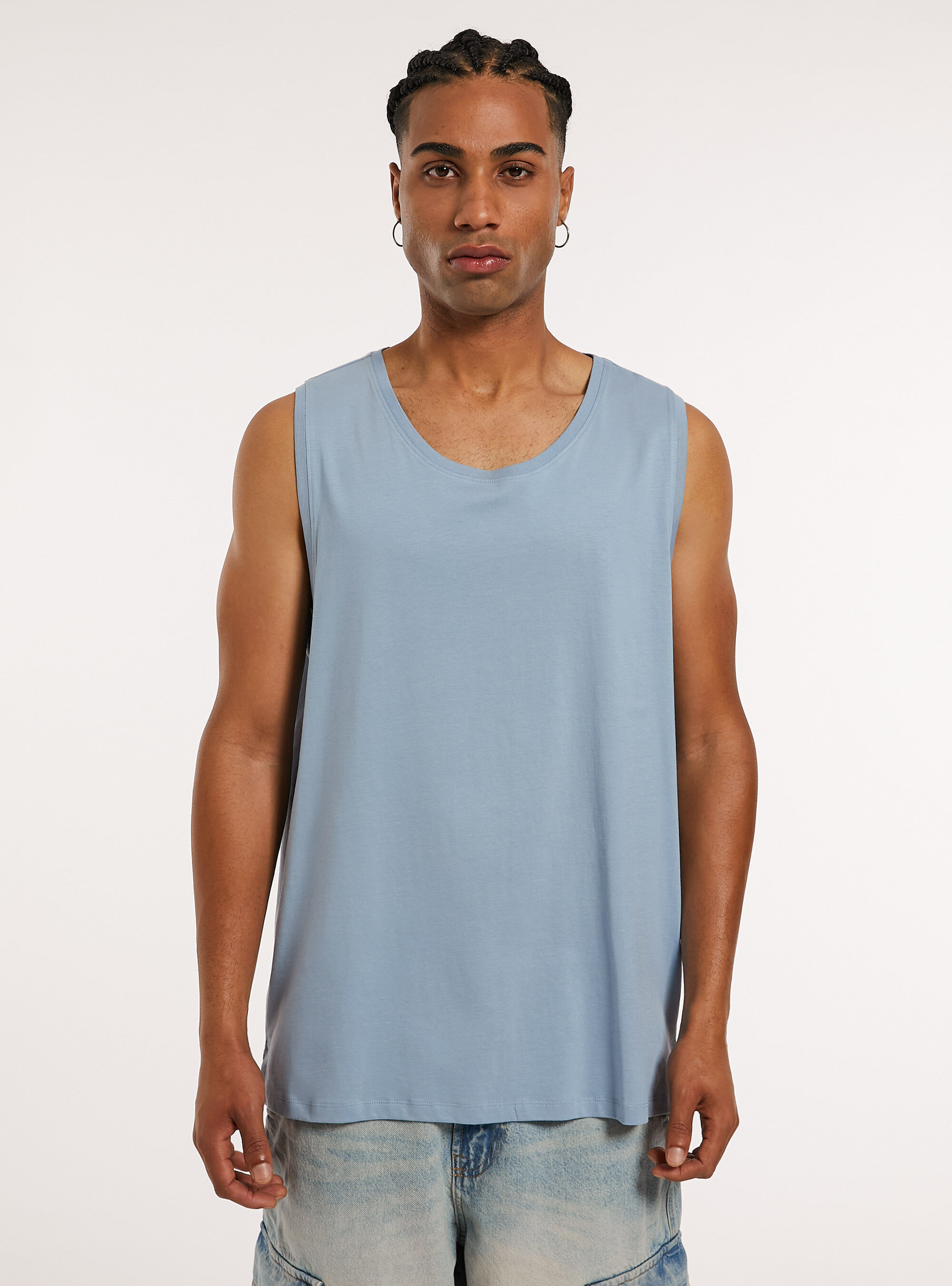 Solid-coloured comfort fit tank top, AZ3 AZURE LIGHT