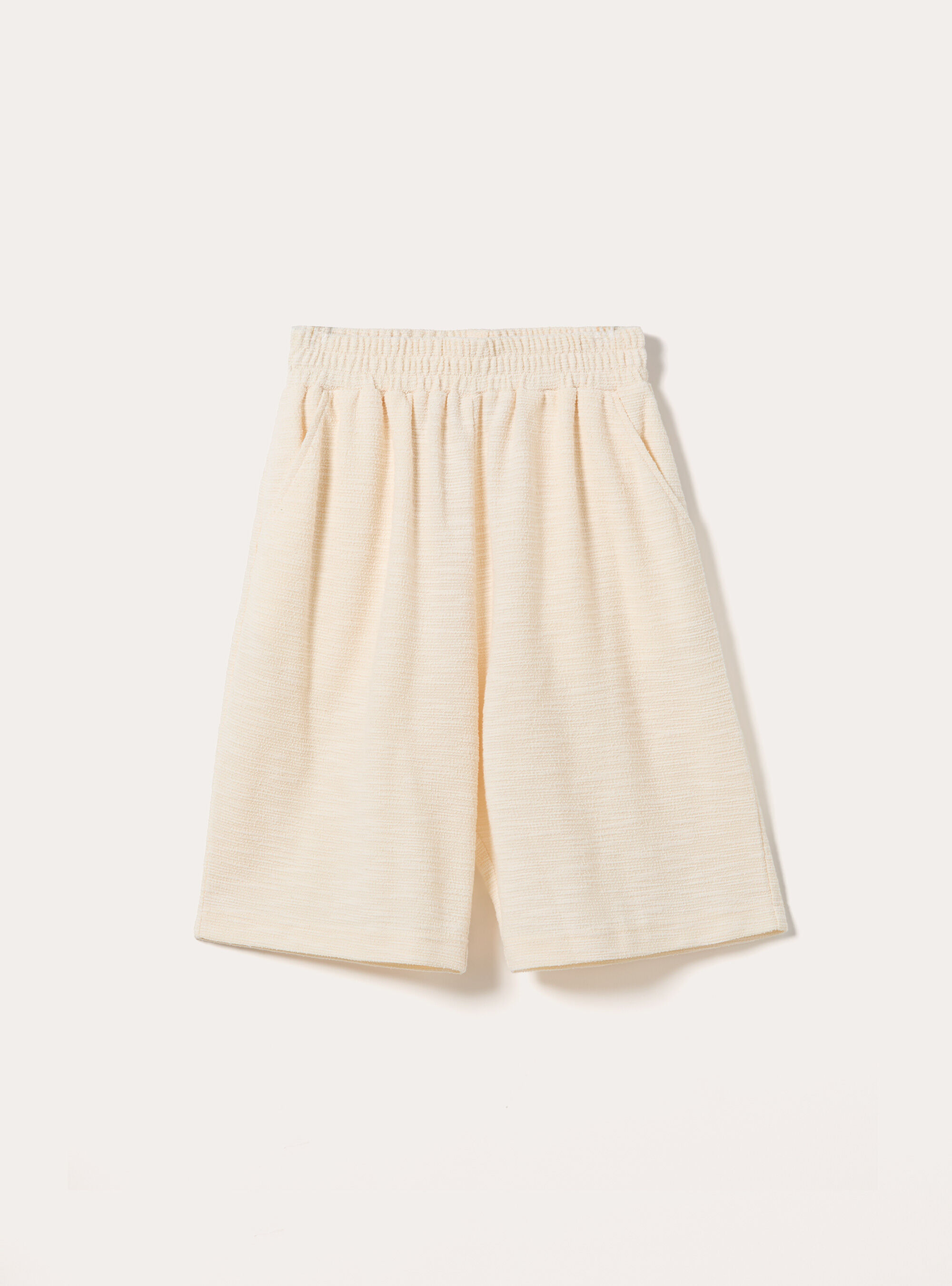 Bermuda loose fit in misto cotone texture, WH2 WHITE
