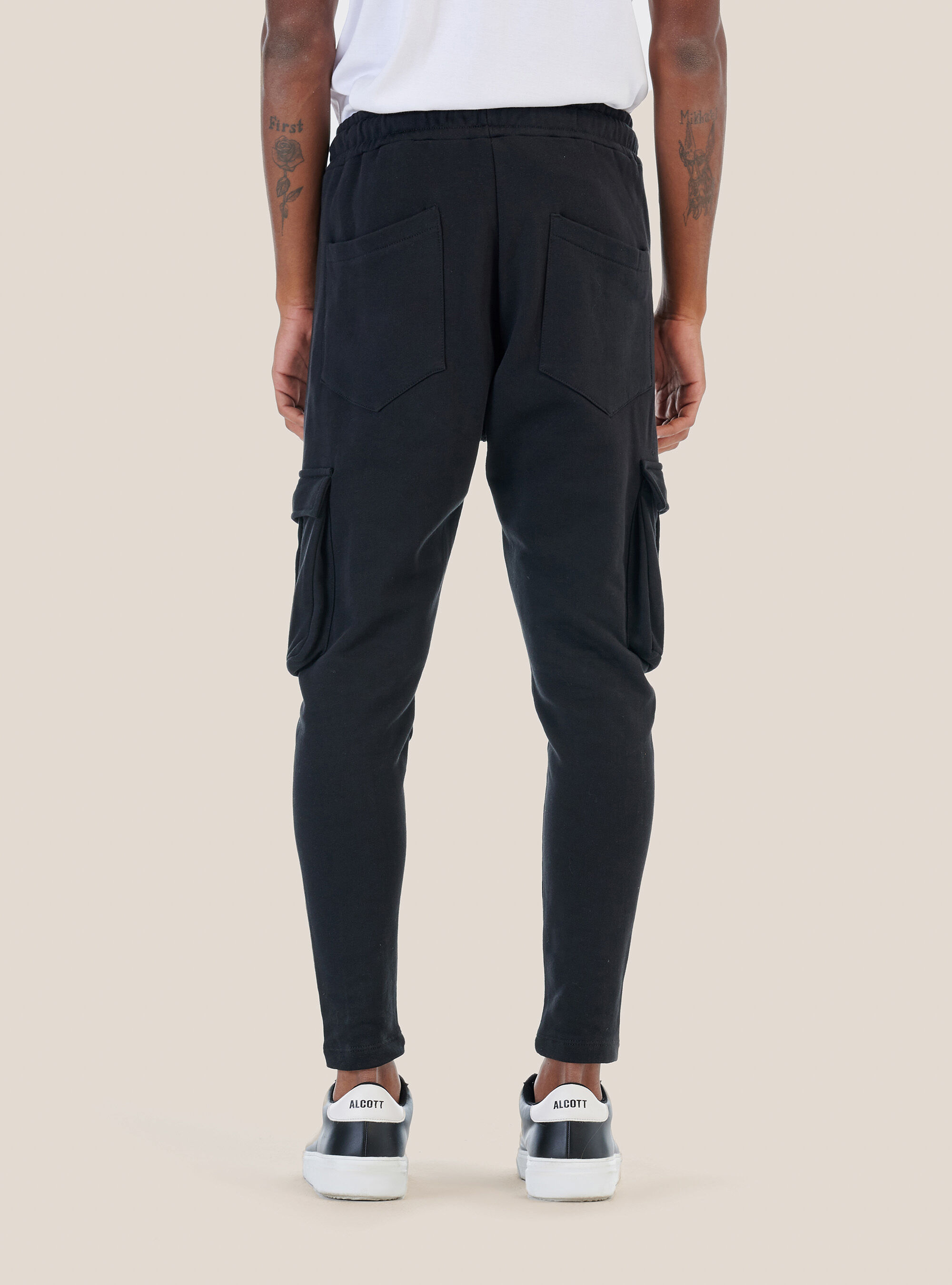 Jogger trousers with zip, BLACK