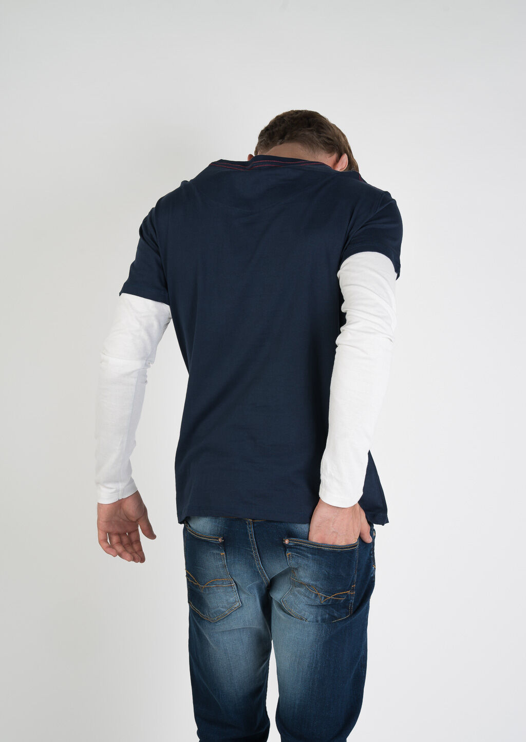 Maglietta a maniche lunghe con stampa, BLU MARINO