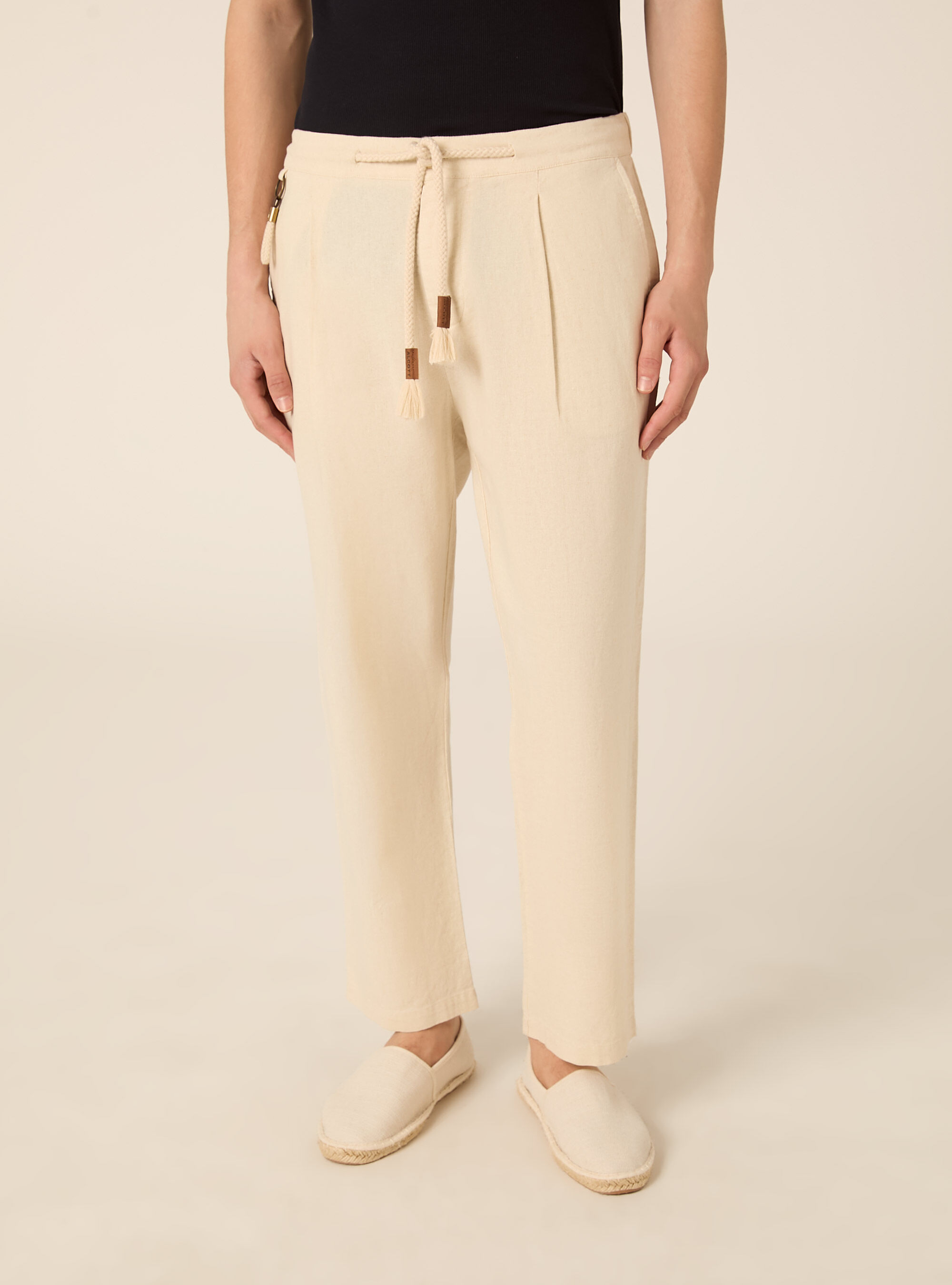Pantaloni misto lino con coulisse