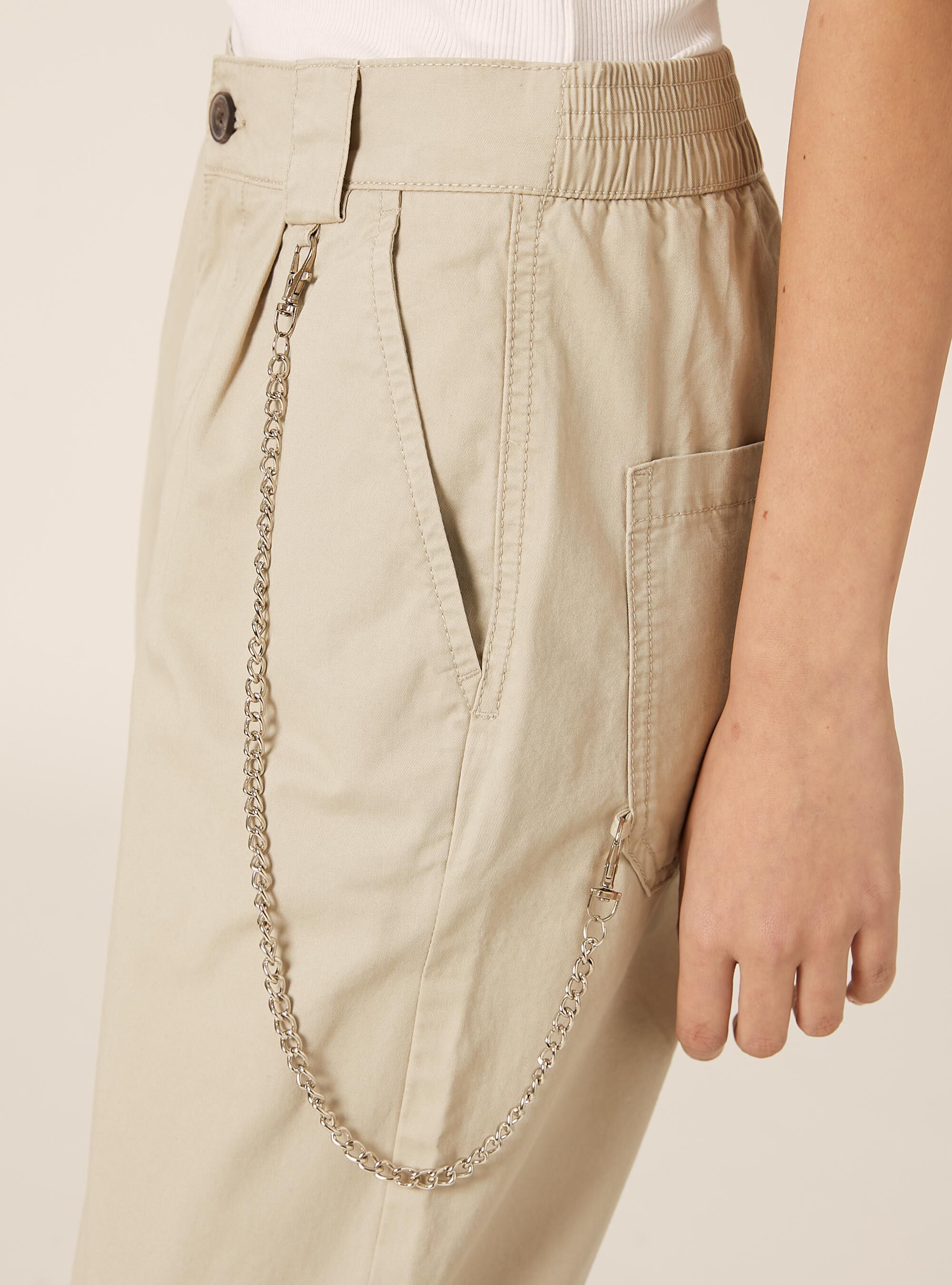 Pantaloni jogger con catena, BG2 BEIGE MEDIUM
