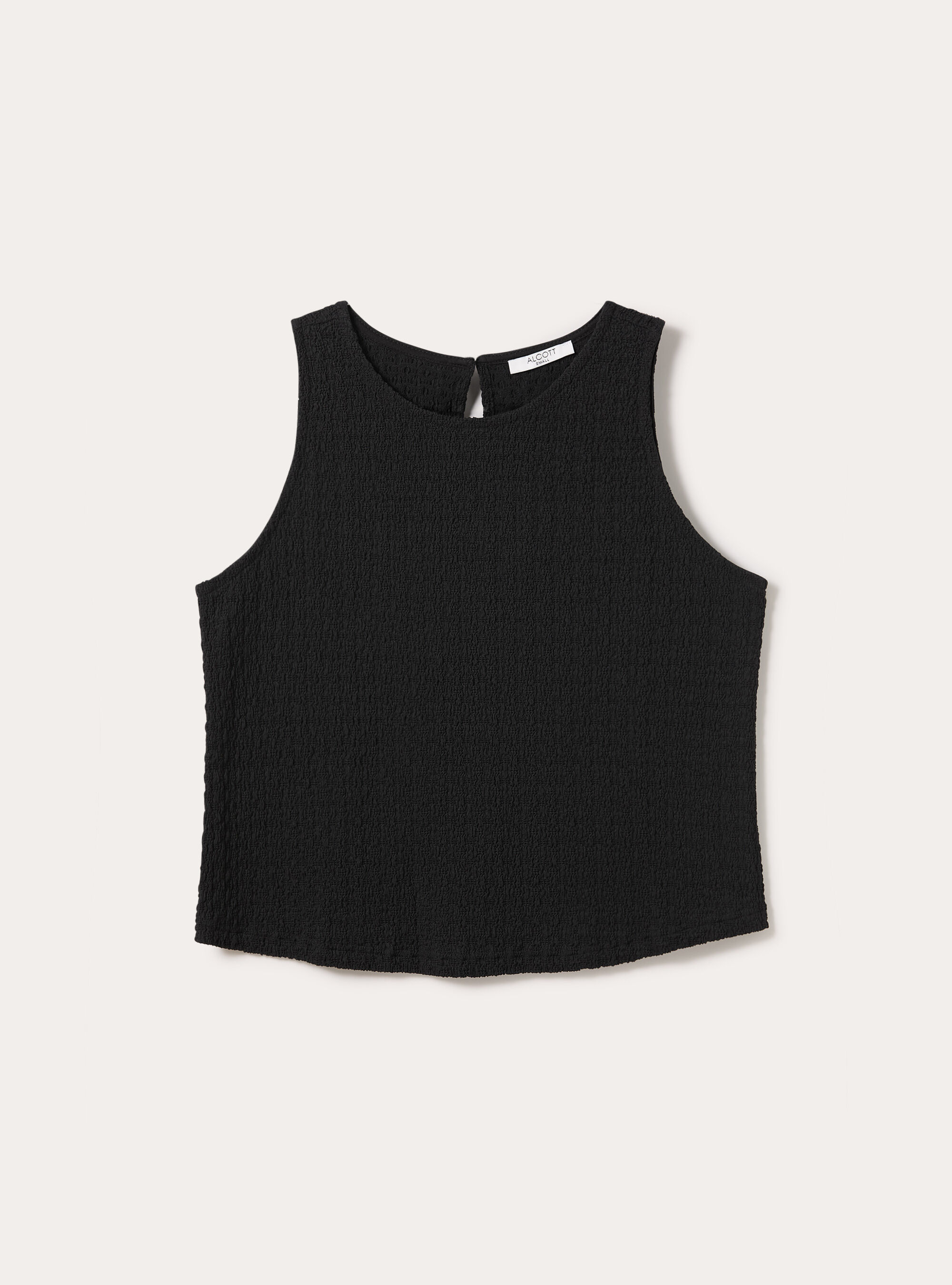 Waffle fabric tank top, BK1 BLACK
