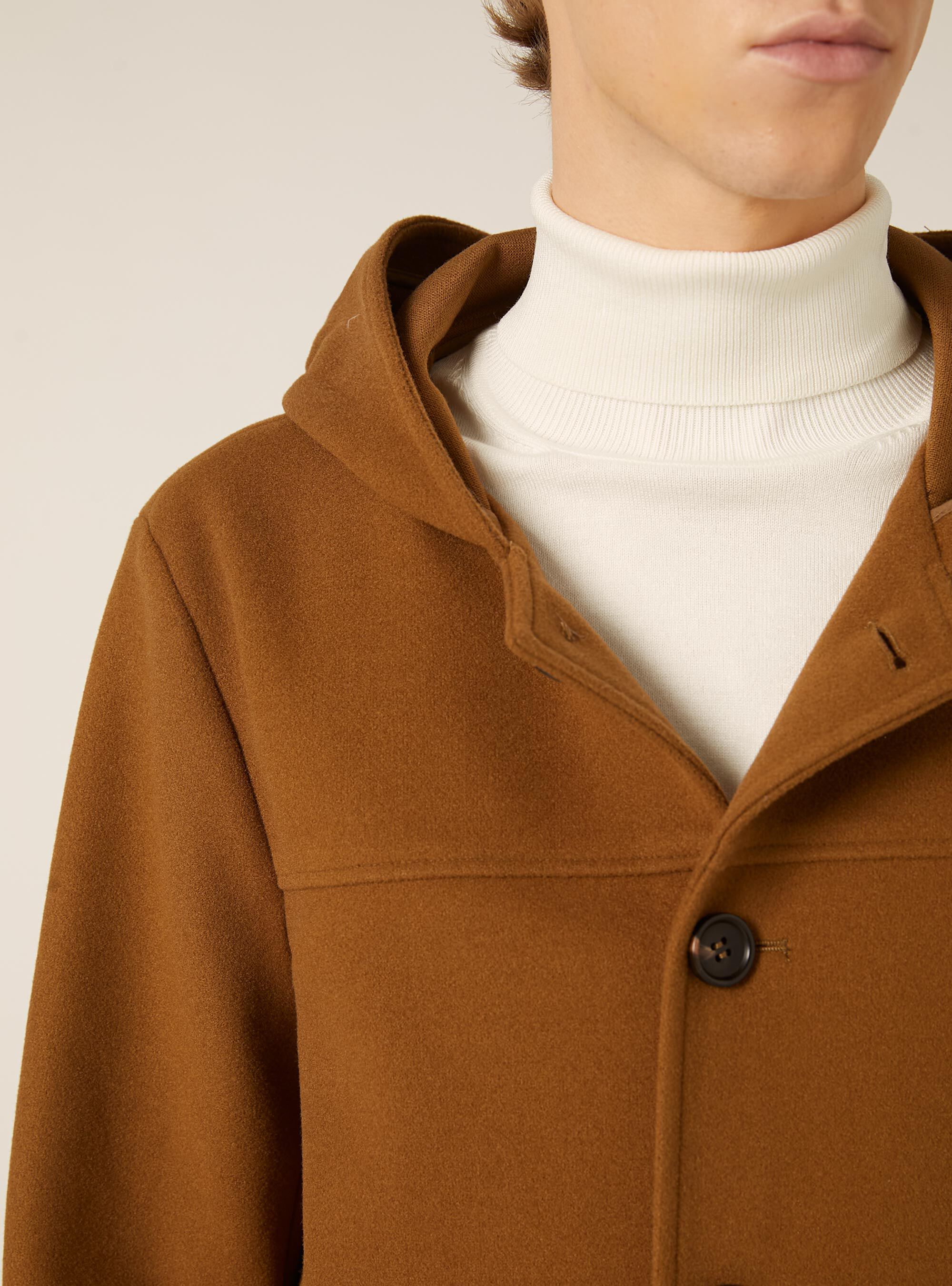 Unlined coat with hood, TB2 TOBACCO MEDIUM