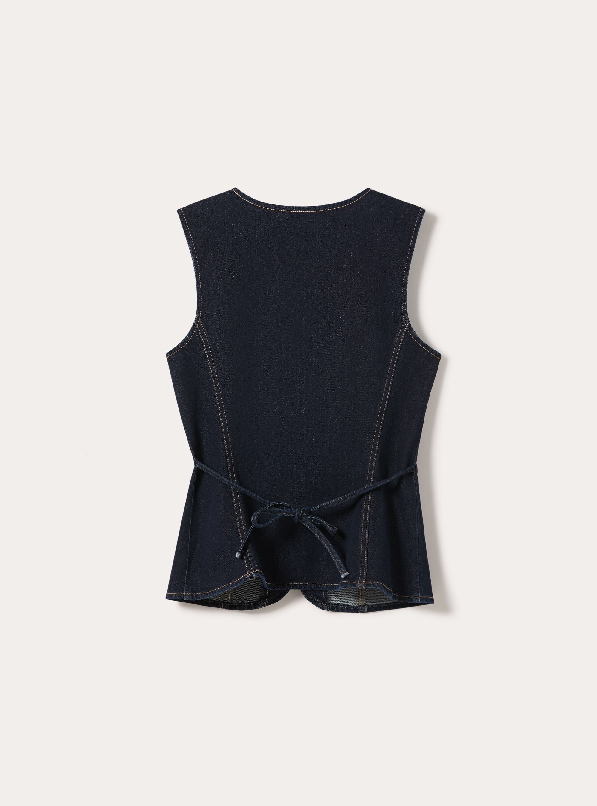 Gilet in denim con bottoni, D001 DEEP BLUE