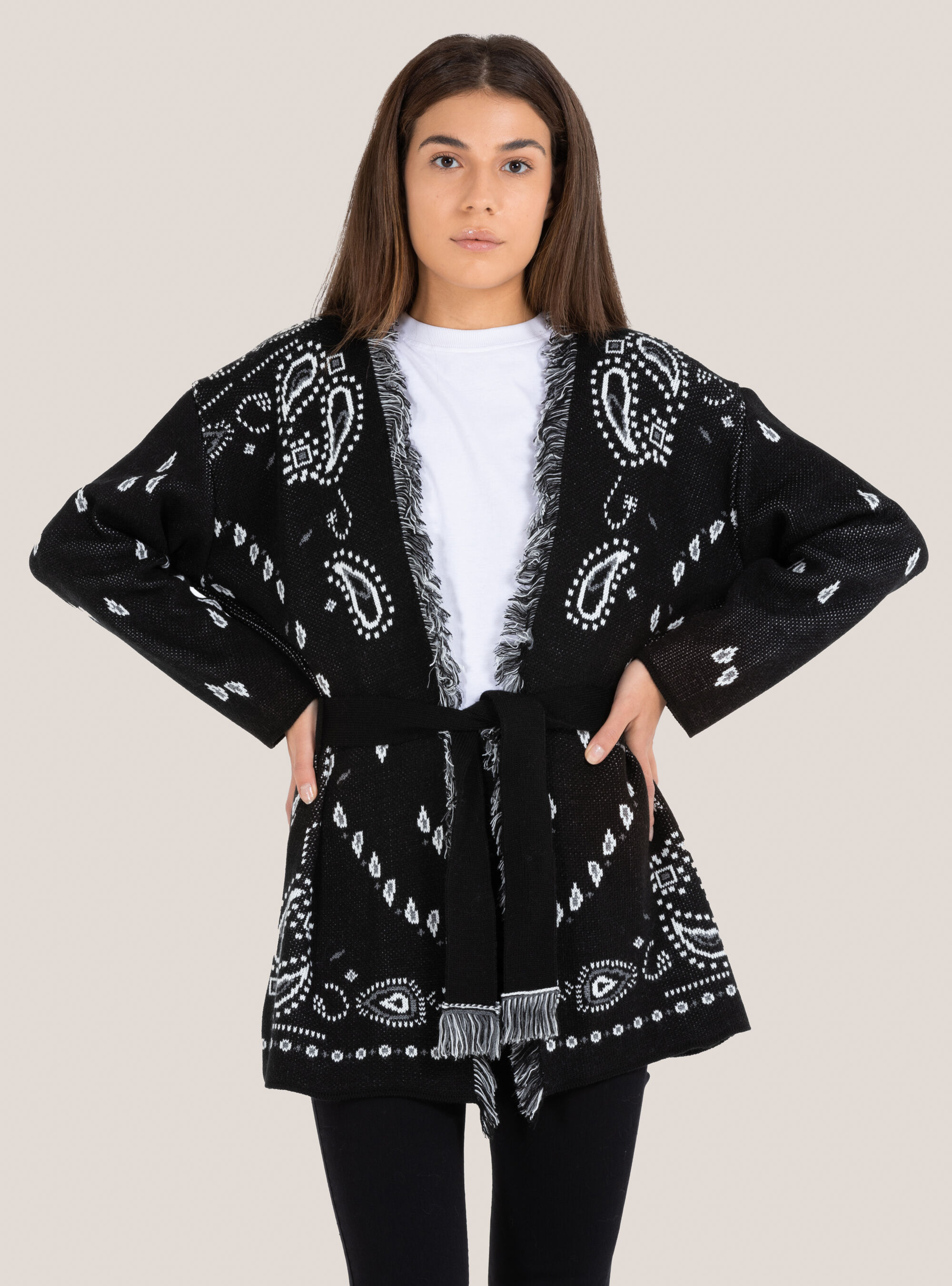 Cardigan con disegno paisley, MULTICOLORE