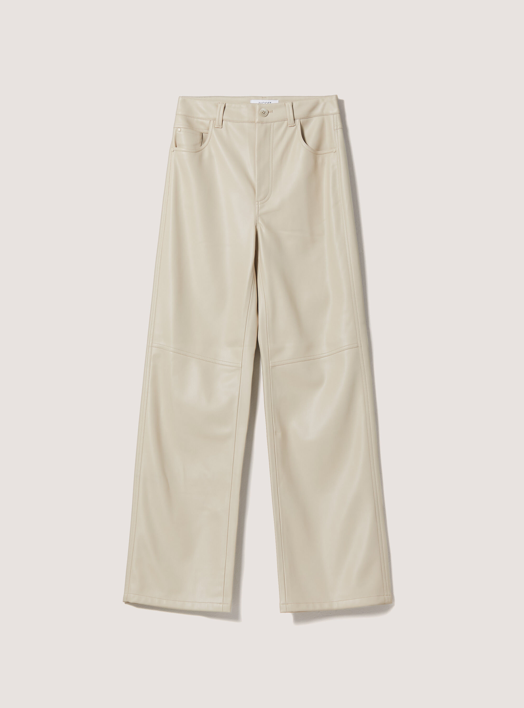 Leather effect straight fit trousers, WH1 OFF WHITE